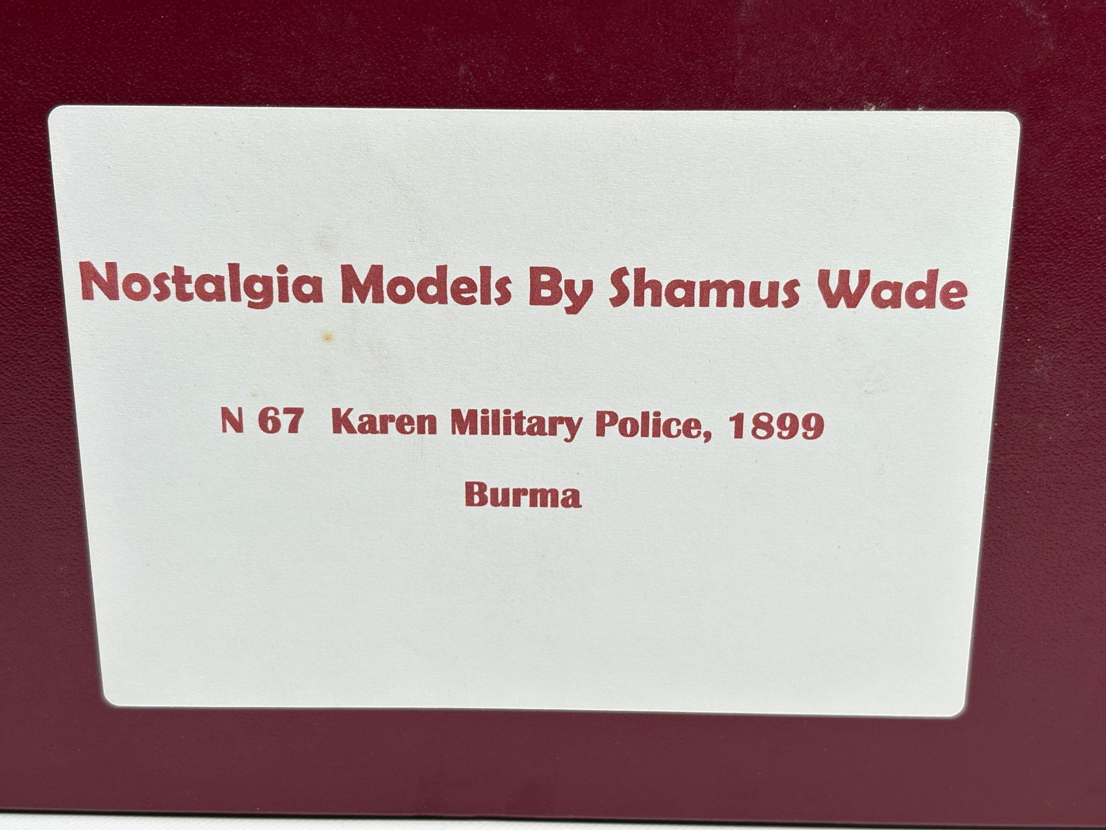 NOSTALGIA TOY SOLDIER BURMA KAREN MILITARY POLICE: REMAINS IN VERY GOOD CLEAN CONDITION. BOX SHOWING SOME TYPICAL STORAGE WEAR.