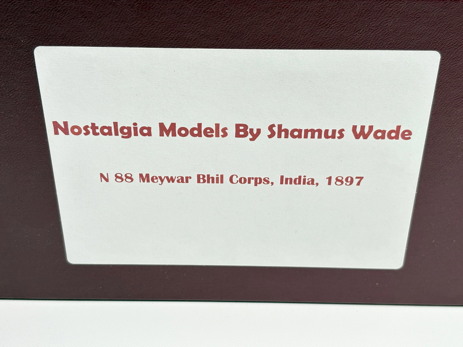 NOSTALGIA TOY SOLDIER MEYWAR BHIL CORPS, INDIA, 1897: REMAINS IN VERY GOOD CLEAN CONDITION. BOX SHOWING SOME TYPICAL STORAGE WEAR.