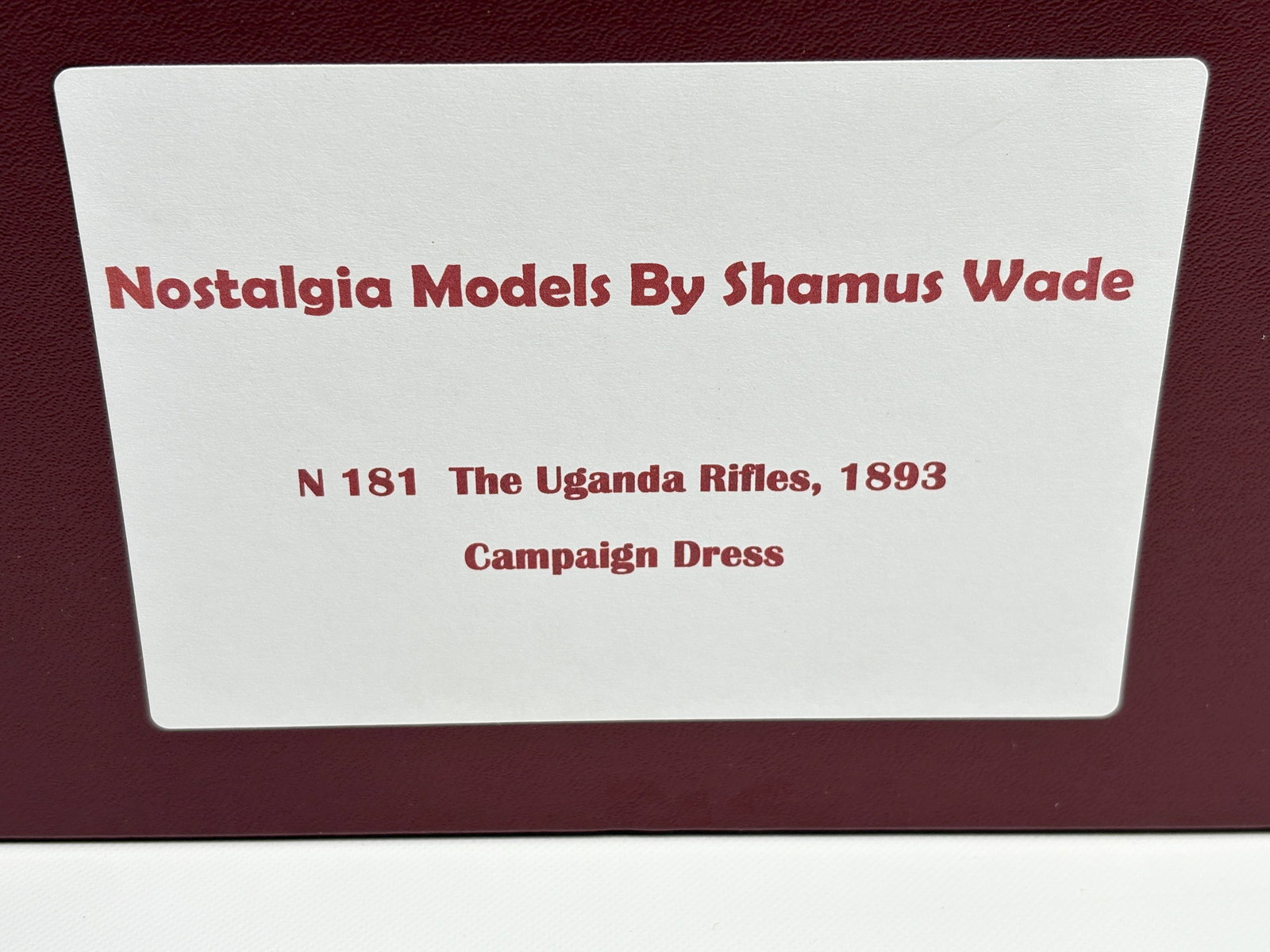 NOSTALGIA TOY SOLDIER UGANDA RIFLES CAMPAIGN DRESS: REMAINS IN VERY GOOD CLEAN CONDITION. BOX SHOWING SOME TYPICAL STORAGE WEAR.