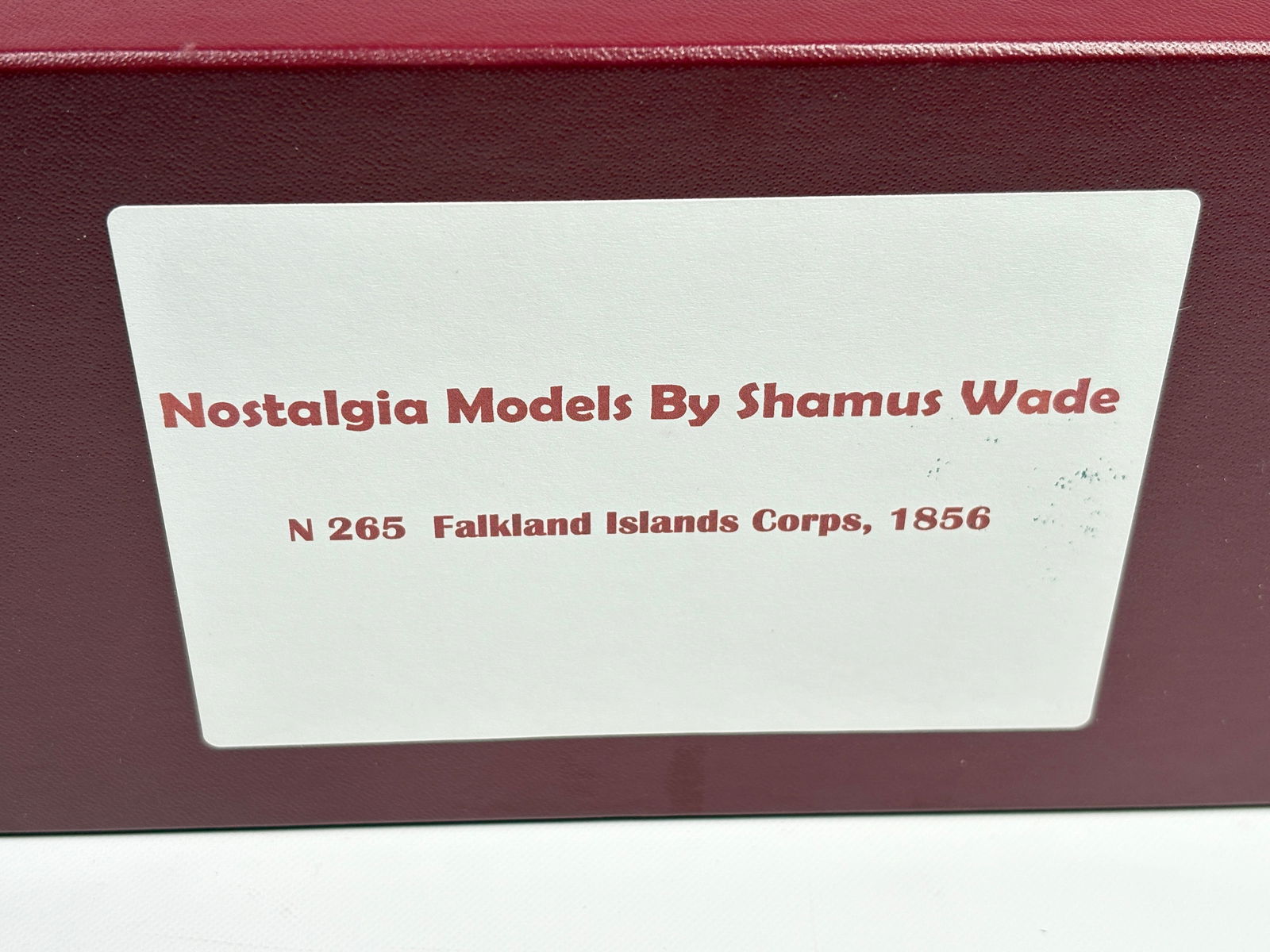 NOSTALGIA TOY SOLDIER FALKLAND ISLAND CORPS, 1856: REMAINS IN VERY GOOD CLEAN CONDITION. BOX SHOWING SOME TYPICAL STORAGE WEAR.