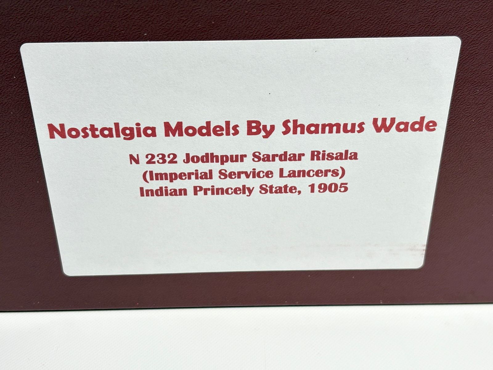 NOSTALGIA TOY SOLDIER JODHPUR SARDAR RISALA LANCERS: REMAINS IN VERY GOOD CLEAN CONDITION. BOX SHOWING SOME TYPICAL STORAGE WEAR.