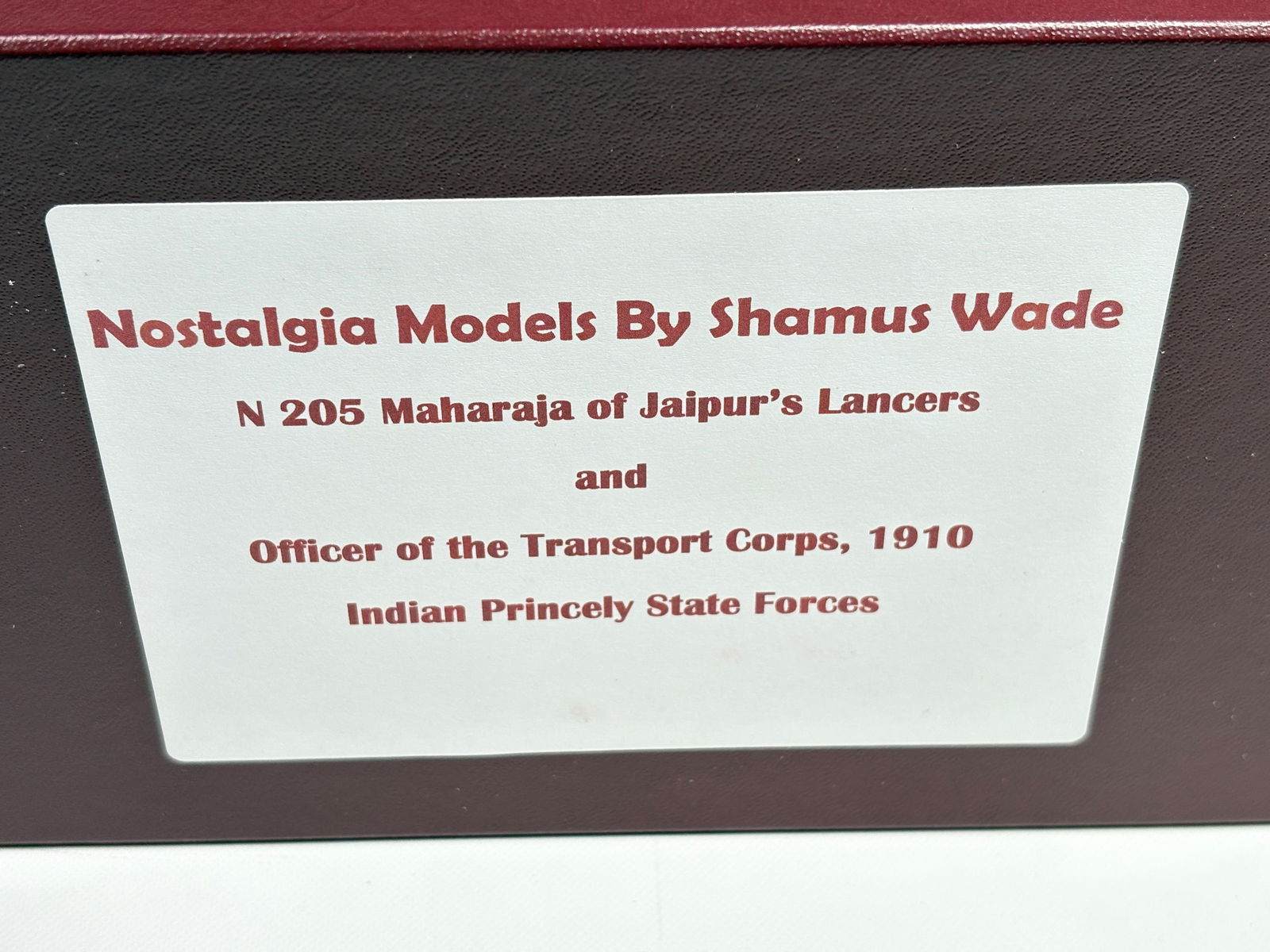 NOSTALGIA TOY SOLDIER MAHARAJA JAIPUR'S LANCERS: REMAINS IN VERY GOOD CLEAN CONDITION. BOX SHOWING SOME TYPICAL STORAGE WEAR.