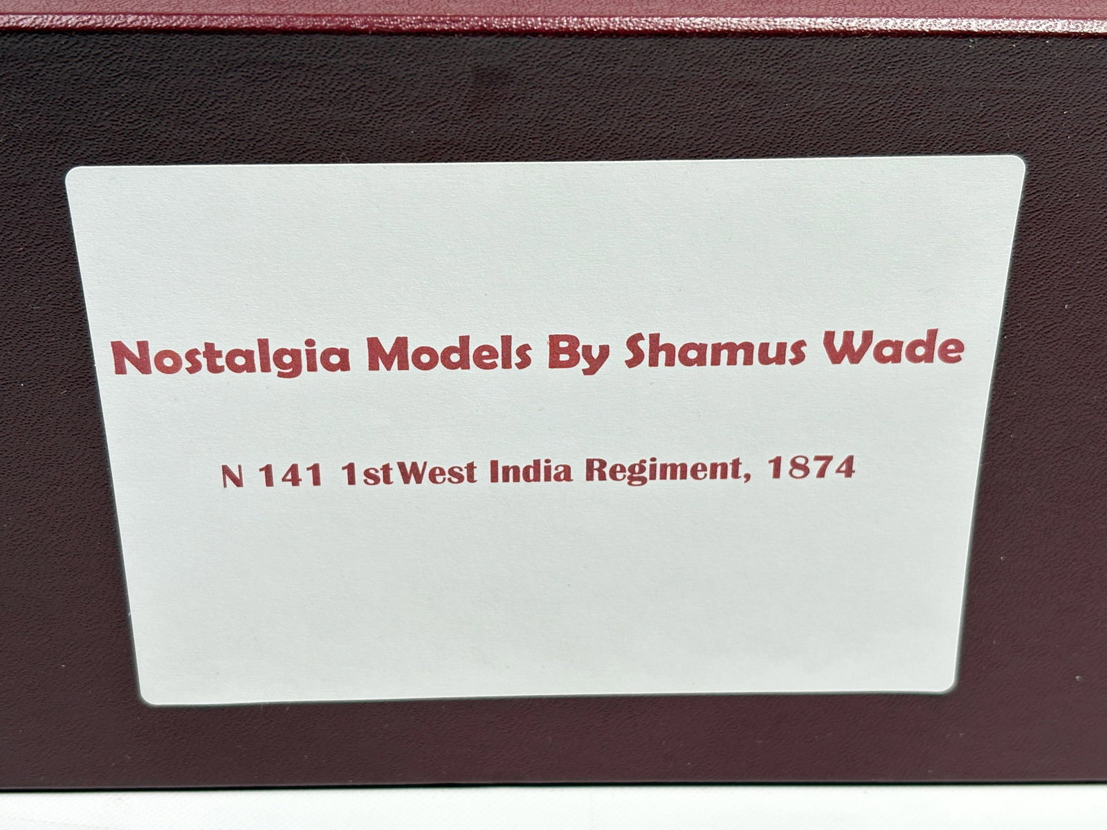 NOSTALGIA TOY SOLDIER 1ST WEST INDIA REGT., 1874: REMAINS IN VERY GOOD CLEAN CONDITION. BOX SHOWING SOME TYPICAL STORAGE WEAR.