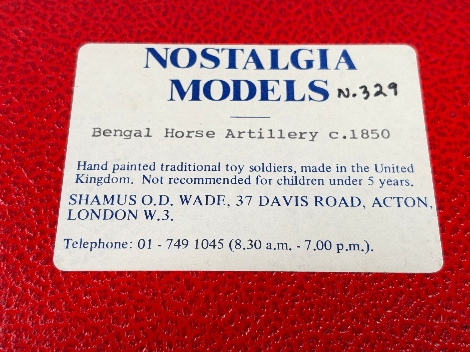 NOSTALGIA TOY SOLDIER BENGAL HORSE ARTILLERY: REMAINS IN VERY GOOD CLEAN CONDITION. BOX SHOWING SOME TYPICAL STORAGE WEAR.
