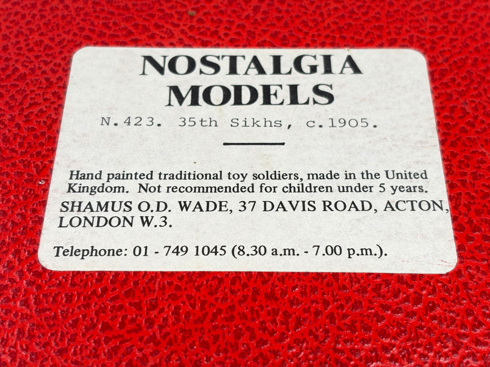 NOSTALGIA TOY SOLDIER 25TH SIKHS, 1905: REMAINS IN VERY GOOD CLEAN CONDITION. BOX SHOWING SOME TYPICAL STORAGE WEAR.