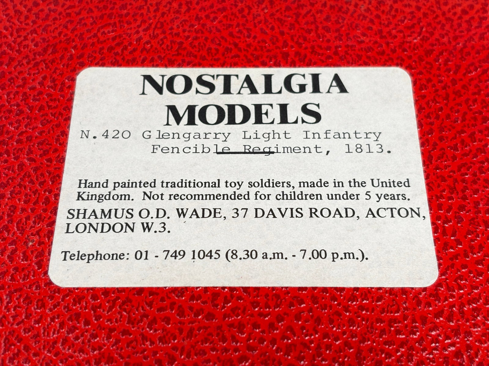 NOSTALGIA TOY SOLDIER GLENGARRY INFANTRY FENCIBLE (1 of 5)