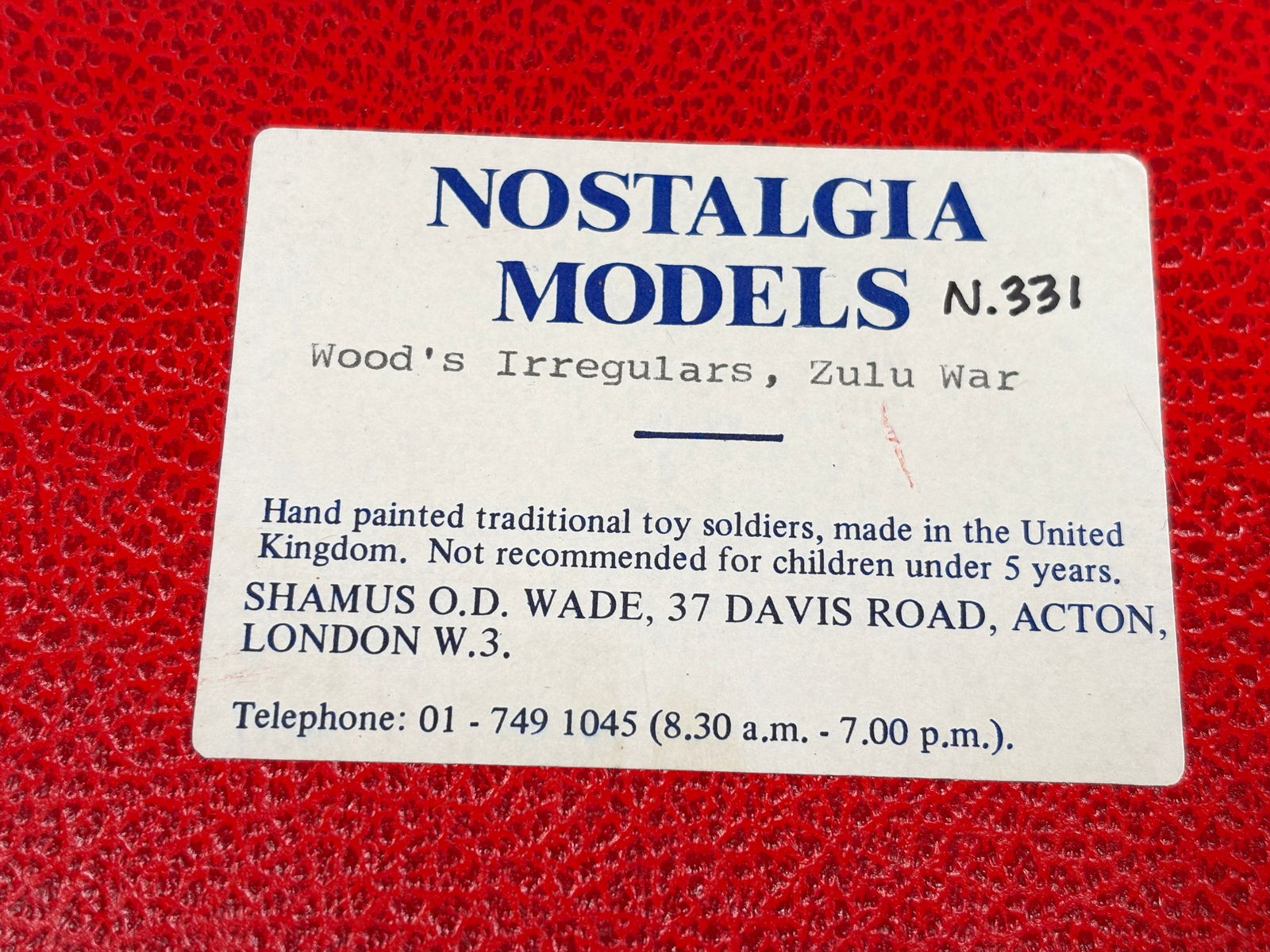 NOSTALGIA TOY SOLDIER WOOD'S IRREGULARS, ZULU WAR: REMAINS IN VERY GOOD CLEAN CONDITION. BOX SHOWING SOME TYPICAL STORAGE WEAR.