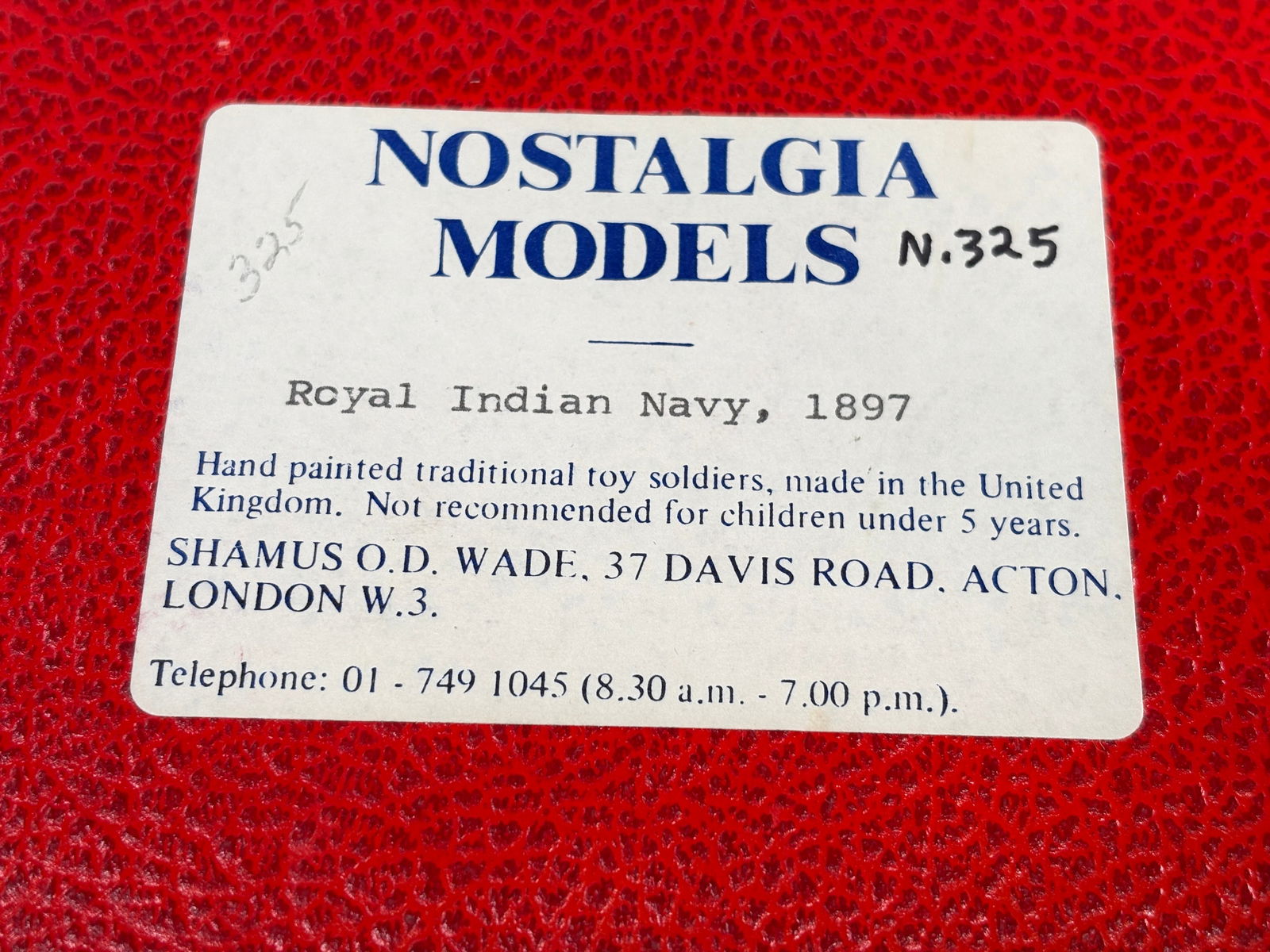 NOSTALGIA TOY SOLDIER ROYAL INDIAN NAVY, 1897: REMAINS IN VERY GOOD CLEAN CONDITION. BOX SHOWING SOME TYPICAL STORAGE WEAR.