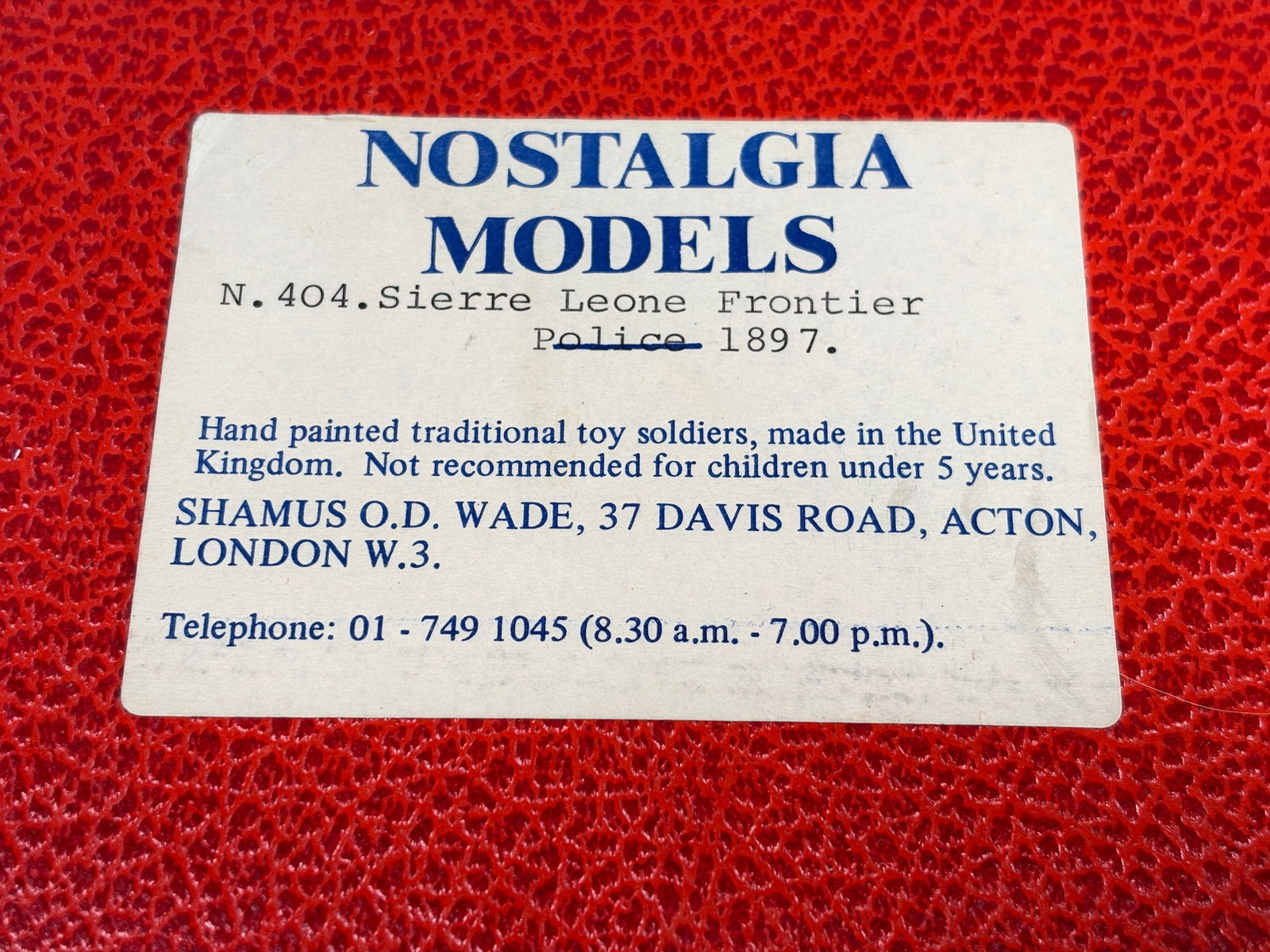 NOSTALGIA TOY SOLDIER SIERRA LEONE FRONTIER 1897: REMAINS IN VERY GOOD CLEAN CONDITION. BOX SHOWING SOME TYPICAL STORAGE WEAR.