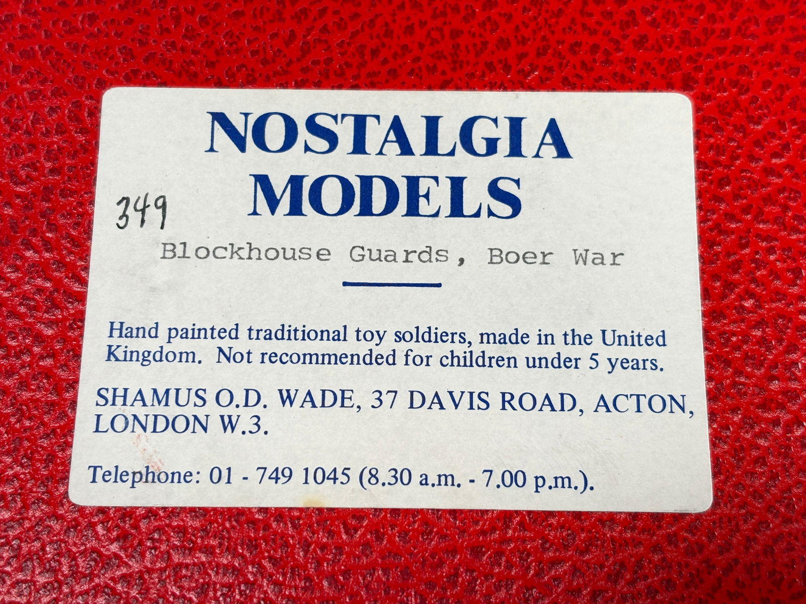 NOSTALGIA TOY SOLDIER BLOCKHOUSE GUARDS, BOER WAR: REMAINS IN VERY GOOD CLEAN CONDITION. BOX SHOWING SOME TYPICAL STORAGE WEAR.