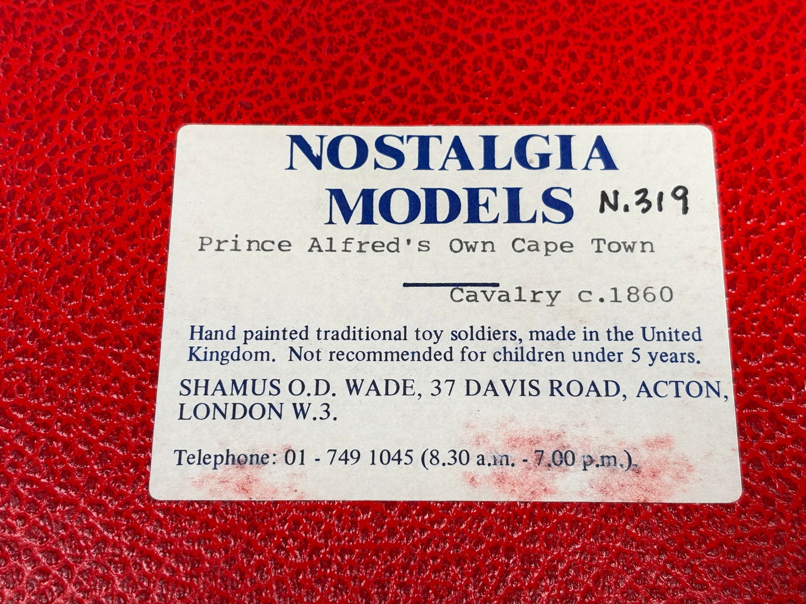 NOSTALGIA TOY SOLDIER PRINCE ALFRED'S OWN CAPE TOWN: REMAINS IN VERY GOOD CLEAN CONDITION. BOX SHOWING SOME TYPICAL STORAGE WEAR.