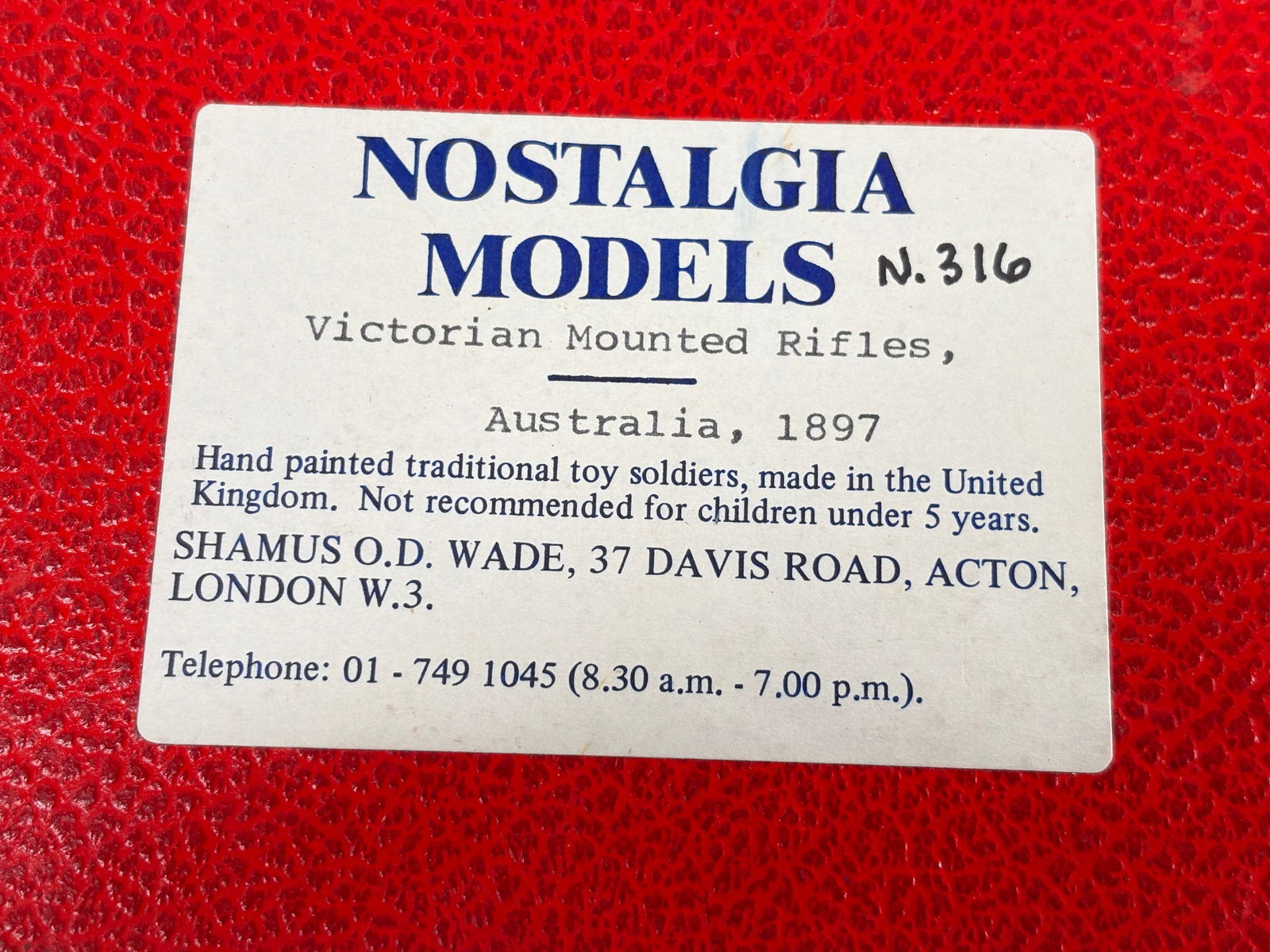 NOSTALGIA TOY SOLDIER VICTORIAN MOUNTED RIFLES: REMAINS IN VERY GOOD CLEAN CONDITION. BOX SHOWING SOME TYPICAL STORAGE WEAR.