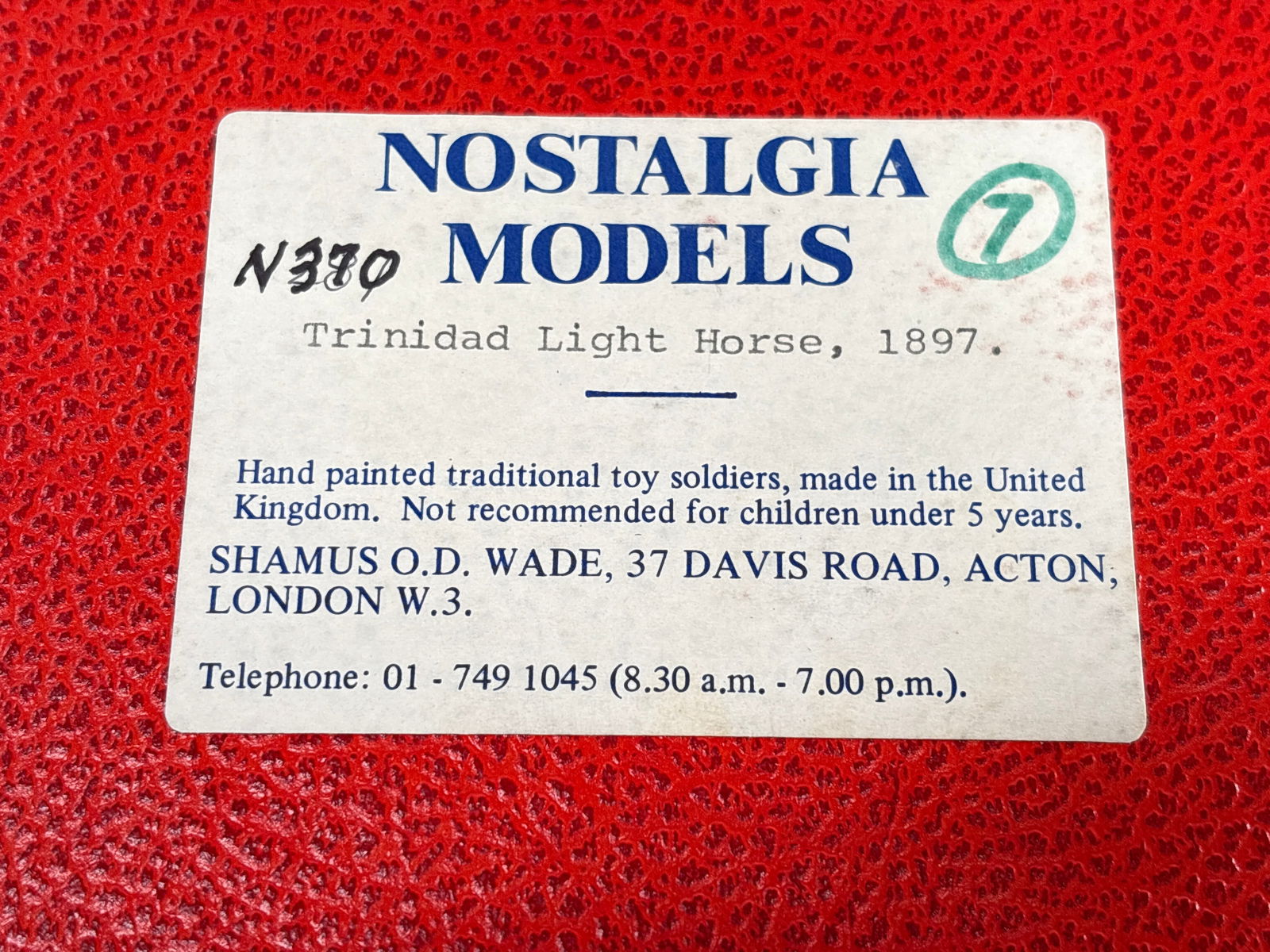 NOSTALGIA TOY SOLDIER TRINIDAD LIGHT HORSE, 1897: REMAINS IN VERY GOOD CLEAN CONDITION. BOX SHOWING SOME TYPICAL STORAGE WEAR.