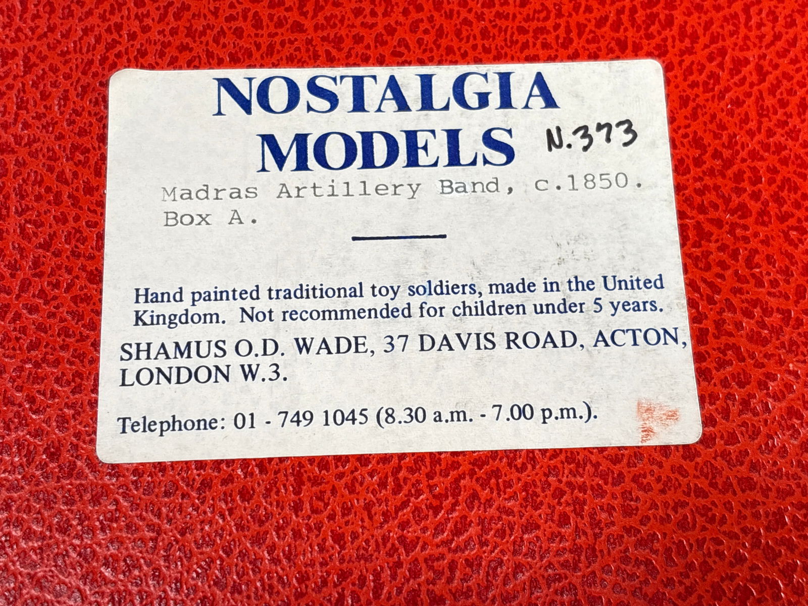 NOSTALGIA TOY SOLDIER MADRAS ARTILLERY BAND: REMAINS IN VERY GOOD CLEAN CONDITION. BOX SHOWING SOME TYPICAL STORAGE WEAR.