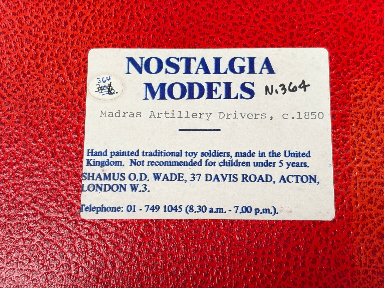 NOSTALGIA TOY SOLDIER MADRAS ARTILLERY DRIVERS: REMAINS IN VERY GOOD CLEAN CONDITION. BOX SHOWING SOME TYPICAL STORAGE WEAR.