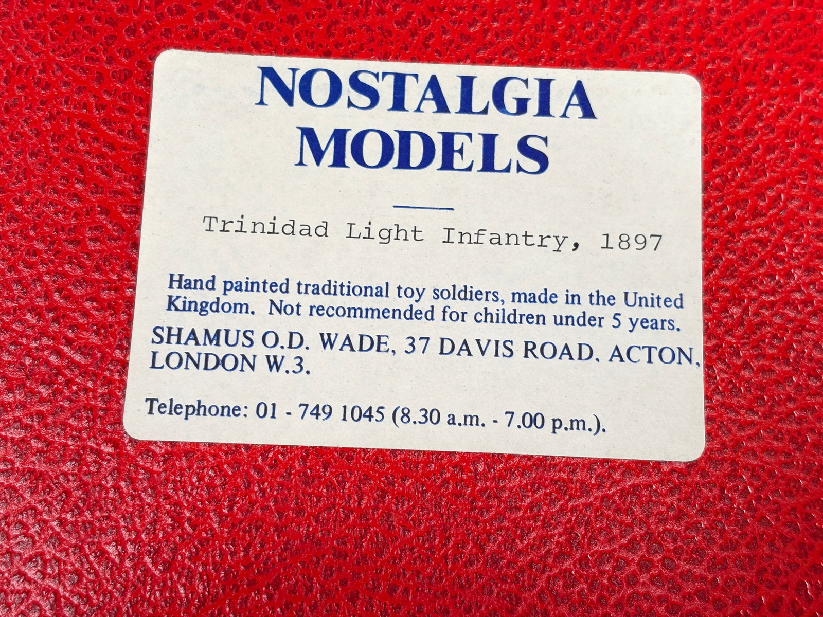 NOSTALGIA TOY SOLDIER TRINIDAD LIGHT INFANTRY, 1897 (1 of 5)