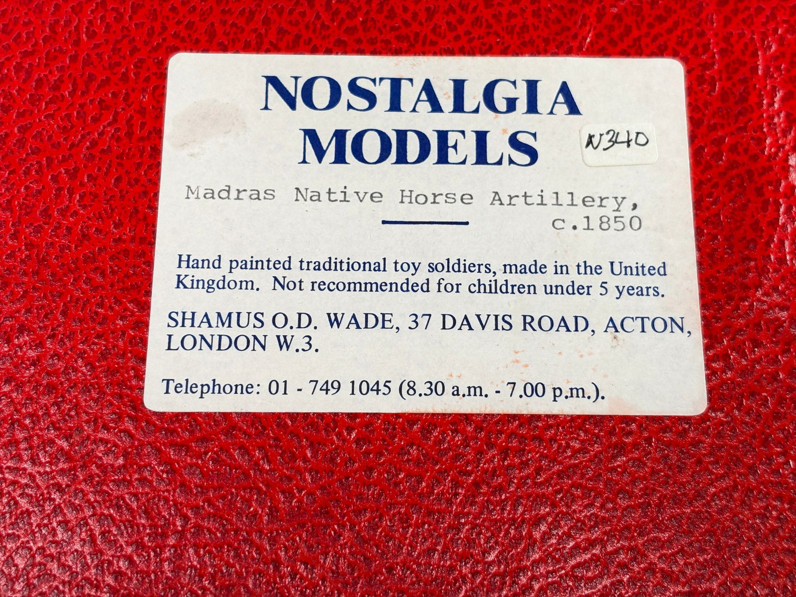 NOSTALGIA TOY SOLDIER MADRAS NATIVE HORSE ARTILLERY: REMAINS IN VERY GOOD CLEAN CONDITION. BOX SHOWING SOME TYPICAL STORAGE WEAR.