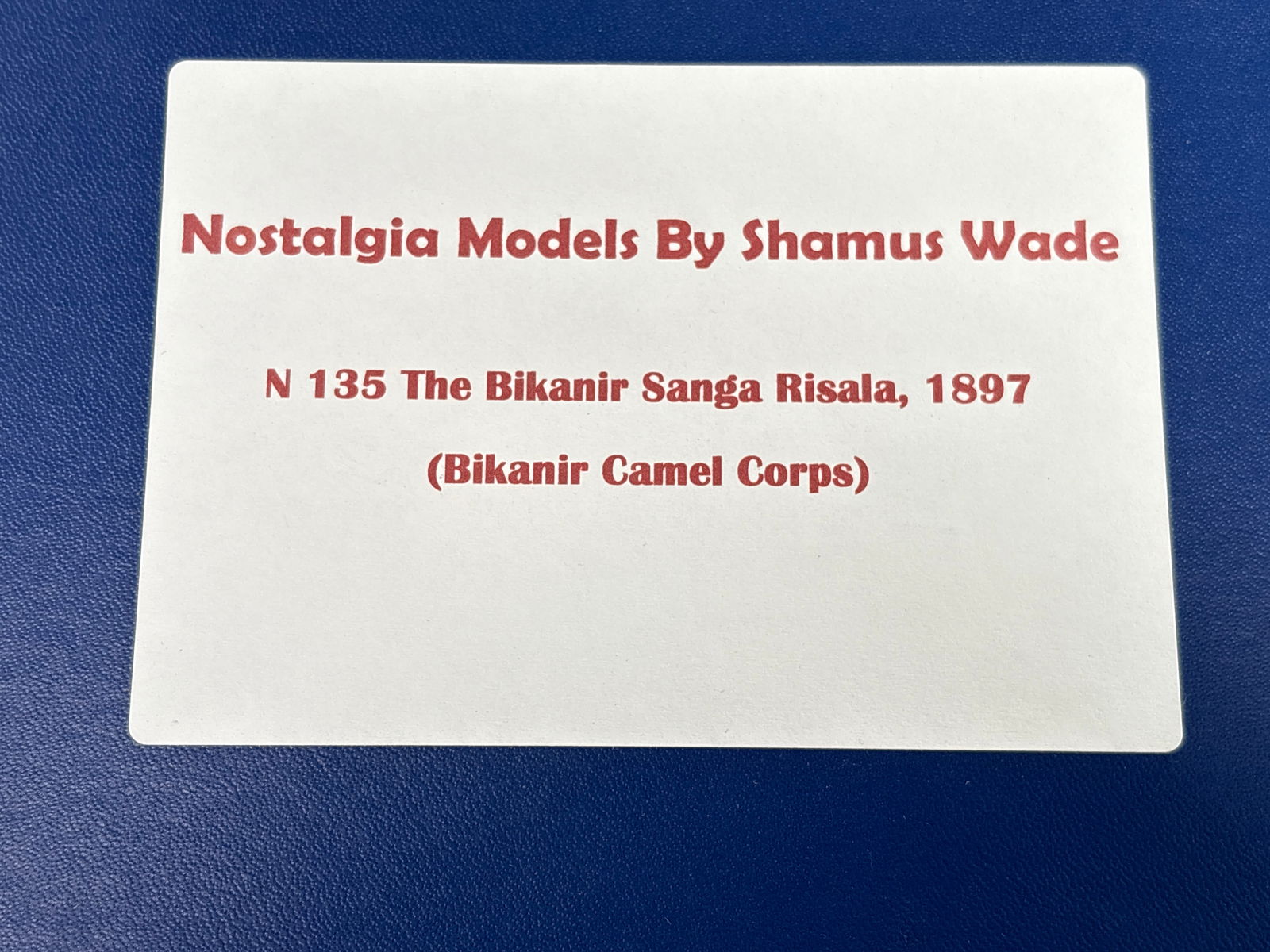 NOSTALGIA TOY SOLDIER BIKANIR SANGA RISALA: REMAINS IN VERY GOOD CLEAN CONDITION. BOX SHOWING SOME TYPICAL STORAGE WEAR.