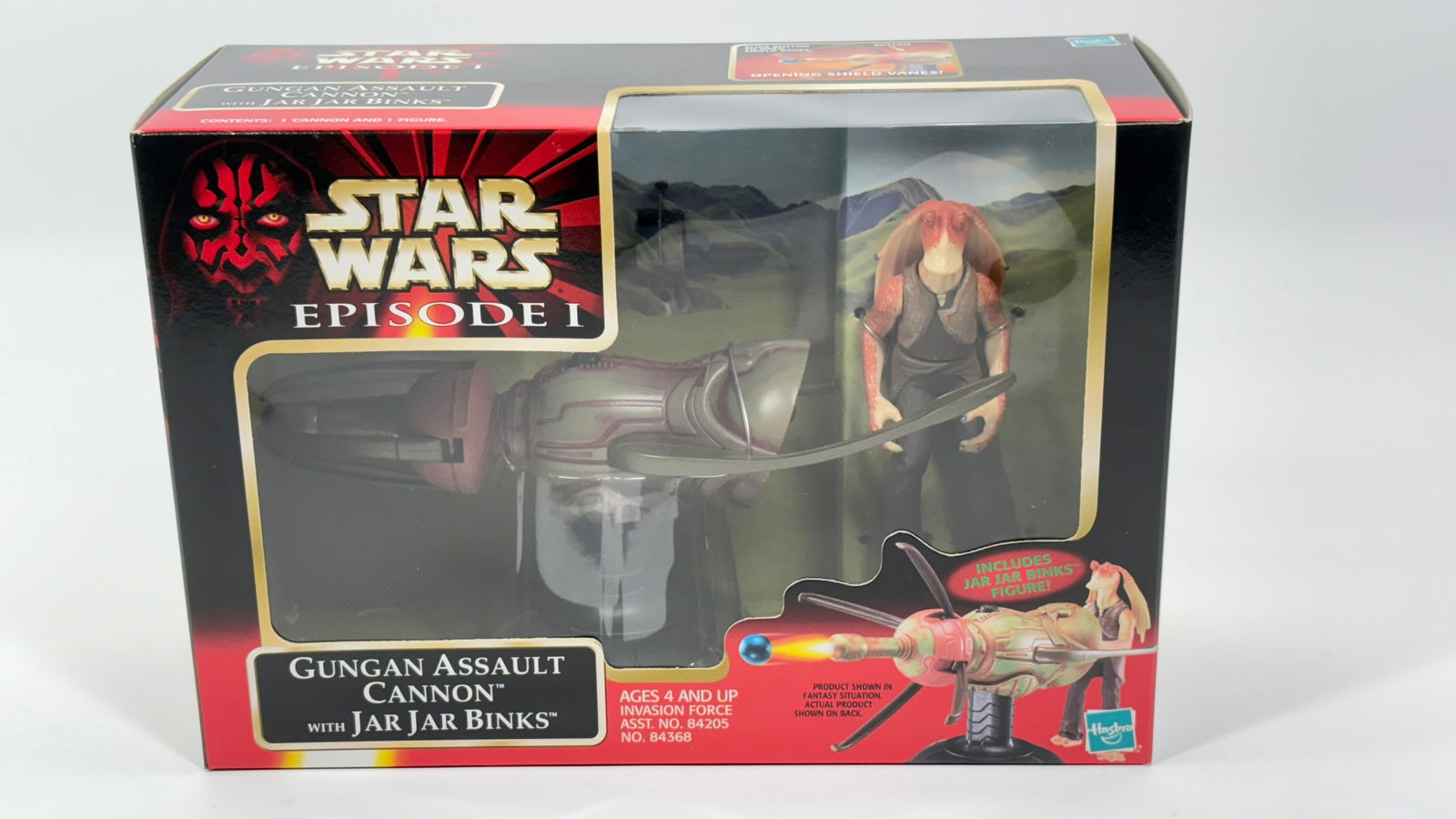 STAR WARS EPISODE I GUNGAN ASSAULT CANNON W/ JAR JAR BINKS: REMAINS NEW IN FACTORY SEALED BOX