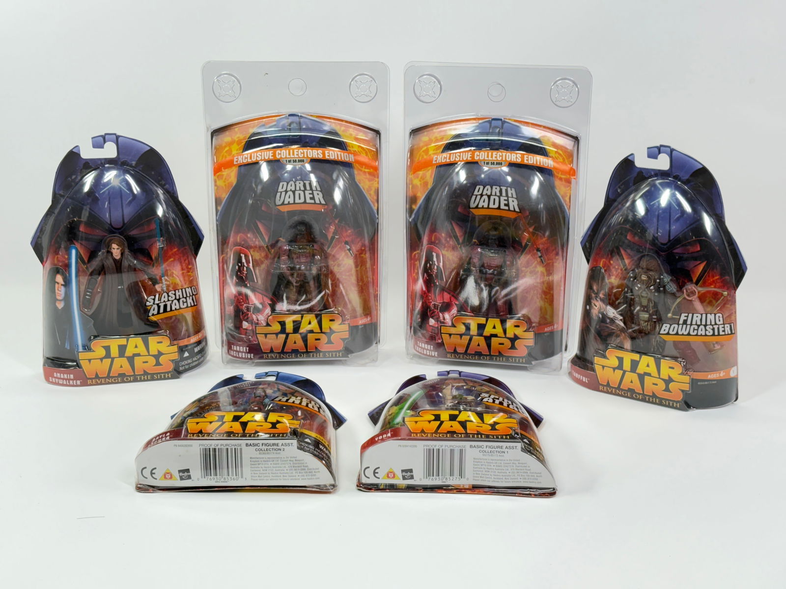 6) STAR WARS REVENGE OF THE SITH FIGURES NIP: ALL REMAIN NEW IN PACKAGE.