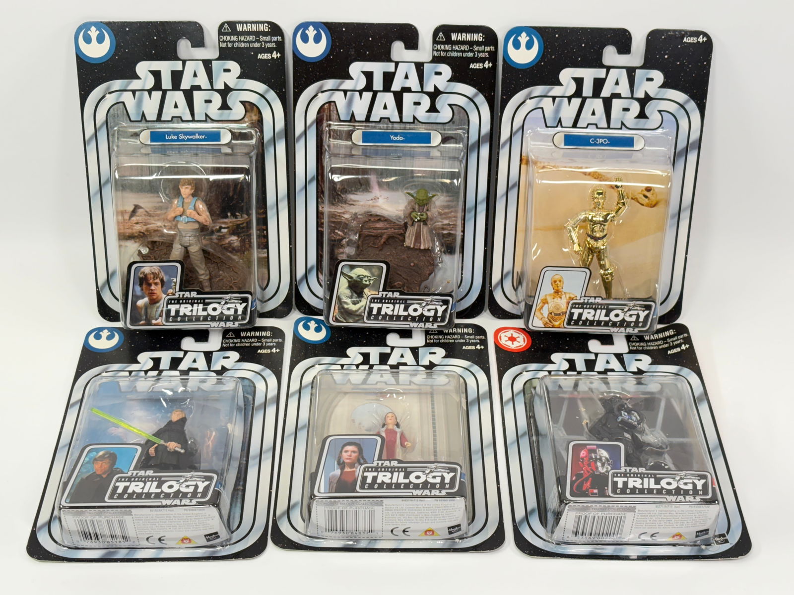 6) STAR WARS TRILOGY COLLECTION FIGURES NIP: ALL REMAIN NEW IN PACKAGE.