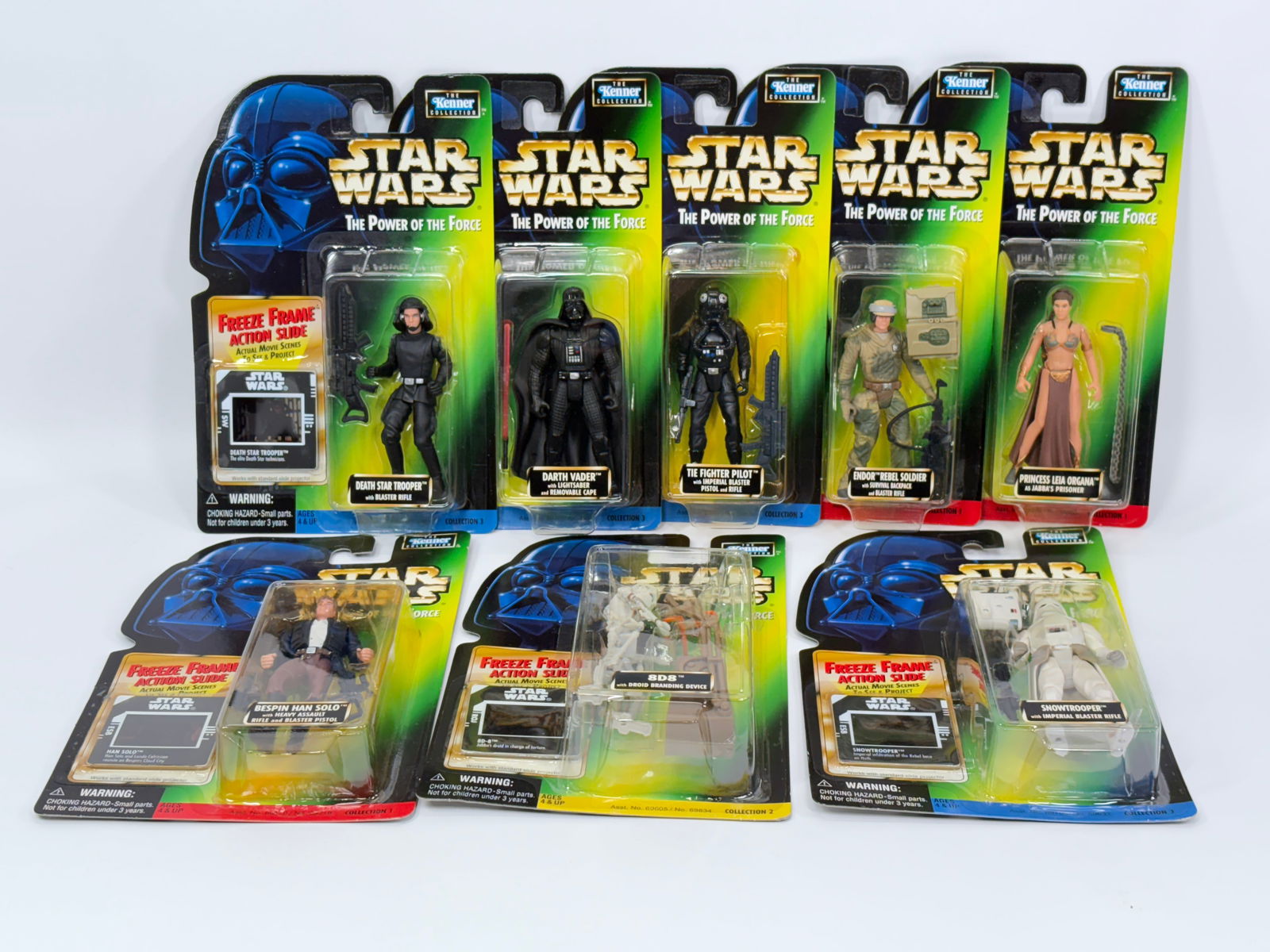8) STAR WARS POTF ACTION FIGURES NIP: ALL REMAIN NEW IN PACKAGE.