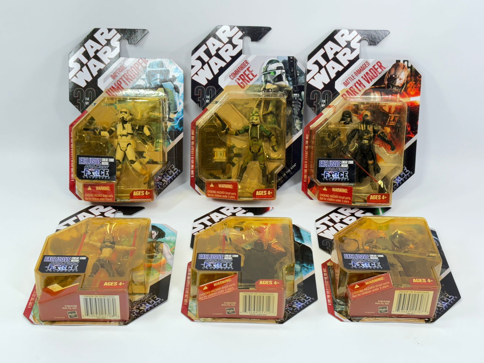 6) STAR WARS FORCE UNLEASHED ACTION FIGURES NIP: ALL REMAIN NEW IN PACKAGE.