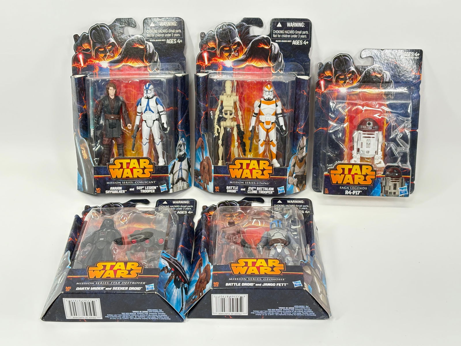 5) STAR WARS MISSION SERIES & SAGA LEGENDS NIP: ALL REMAIN NEW IN PACKAGE.