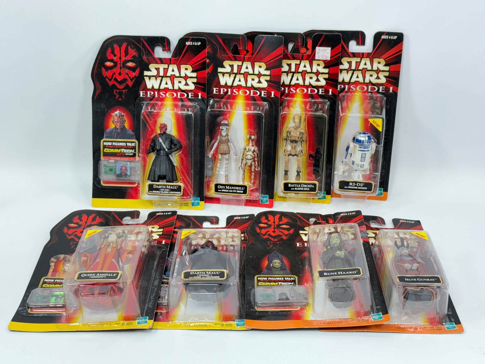 8) STAR WARS EPISODE I ACTION FIGURES NIP: ALL REMAIN NEW IN PACKAGE.