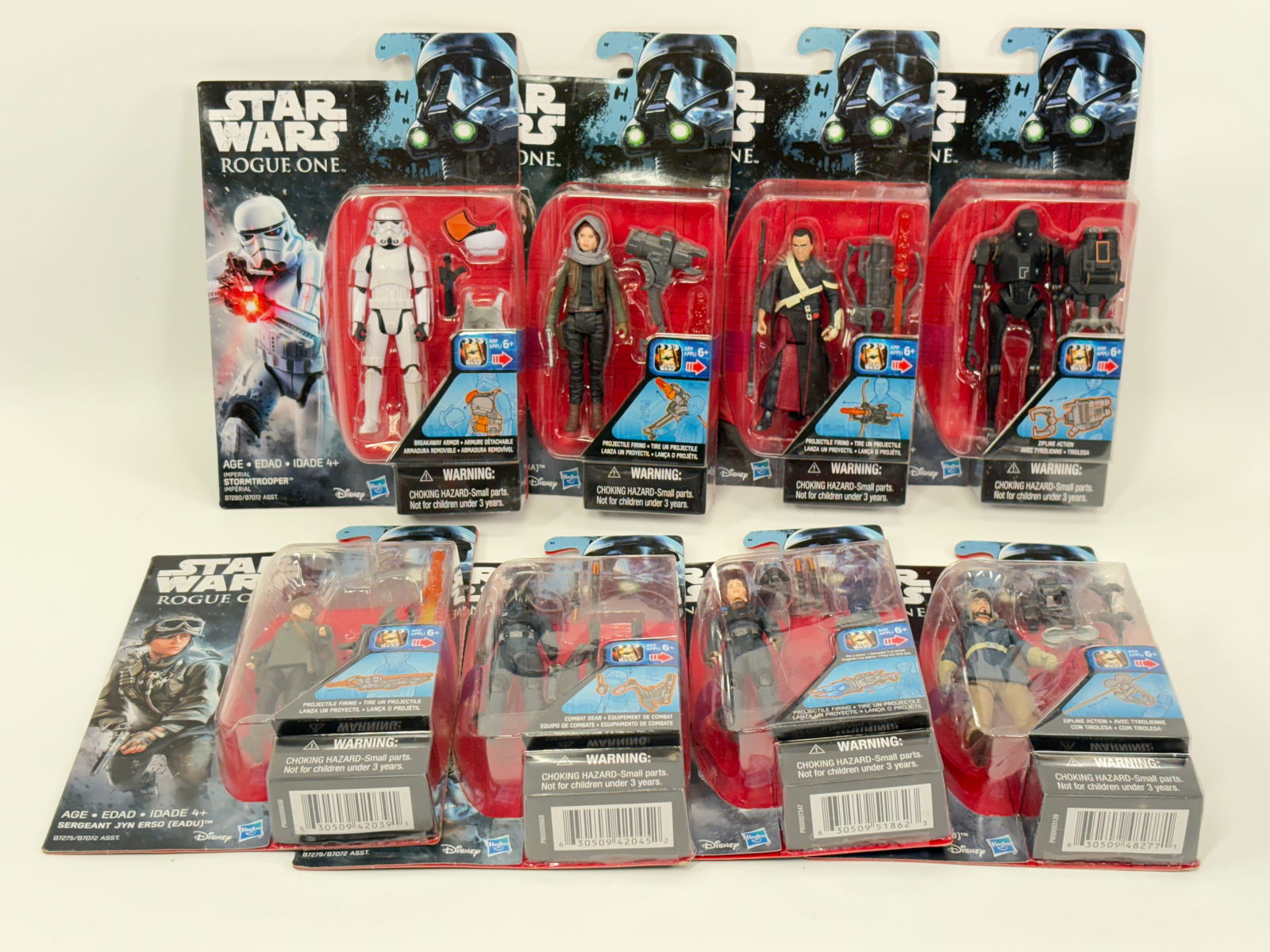 8) STAR WARS ROGUE ONE ACTION FIGURES NIP: ALL REMAIN NEW IN PACKAGE.