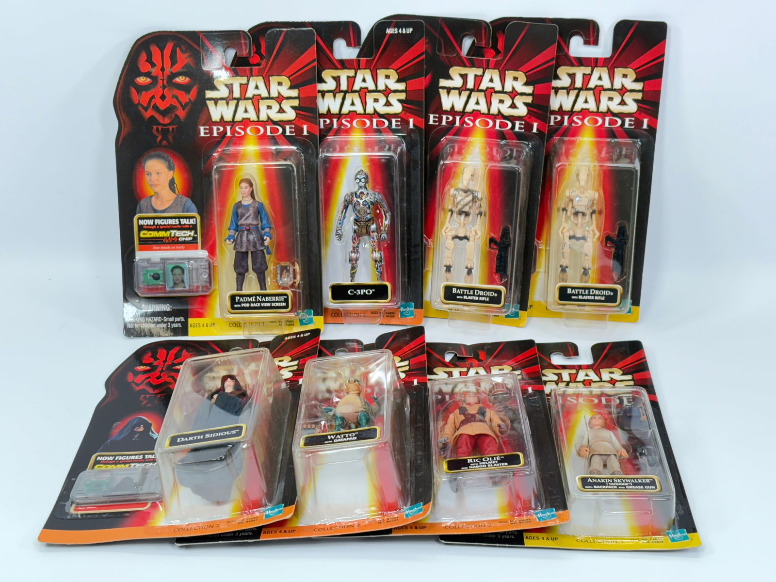 8) STAR WARS EPISODE I ACTION FIGURES NIP: ALL REMAIN NEW IN PACKAGE.