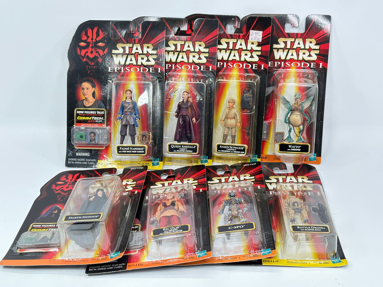 8) STAR WARS EPISODE I ACTION FIGURES NIP: ALL REMAIN NEW IN PACKAGE.