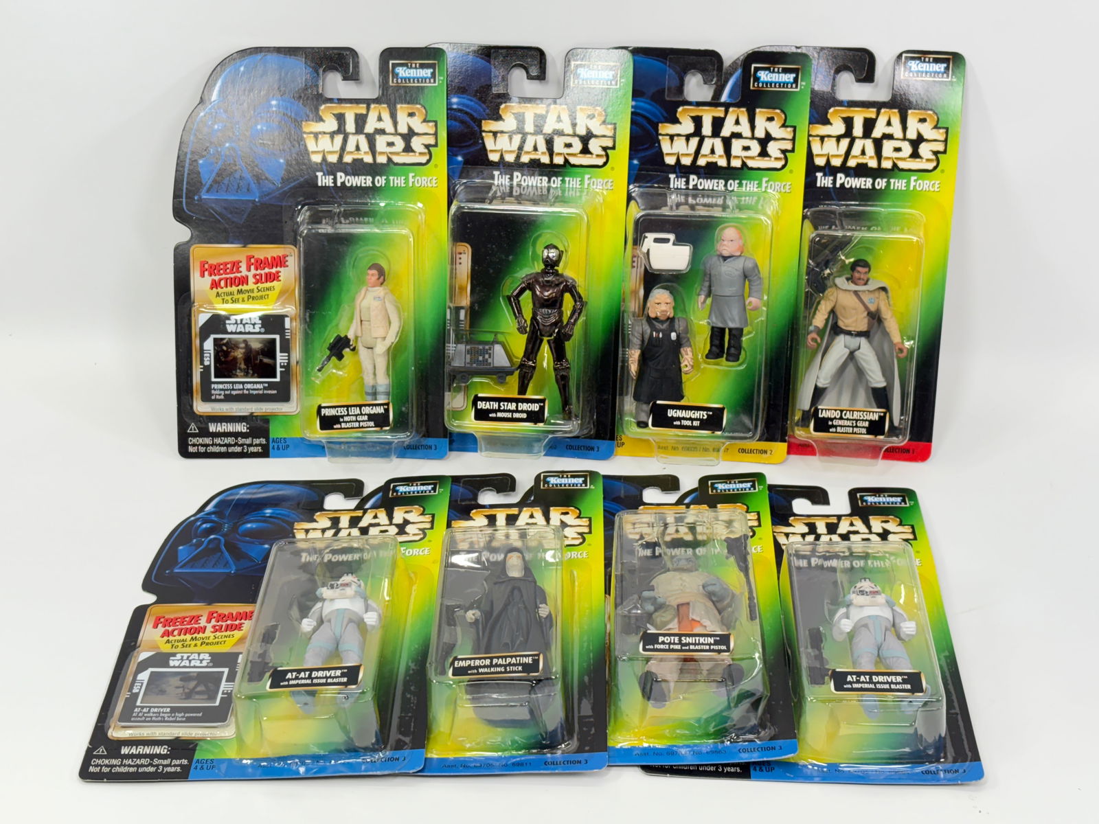 8) STAR WARS POTF ACTION FIGURES NIP: ALL REMAIN NEW IN PACKAGE.