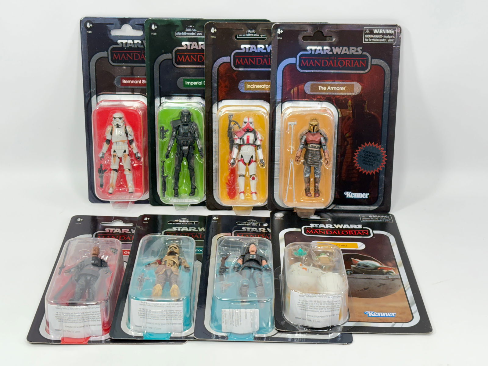 8) STAR WARS THE MANDALORIAN ACTION FIGURES NIP: ALL REMAIN NEW IN PACKAGE.