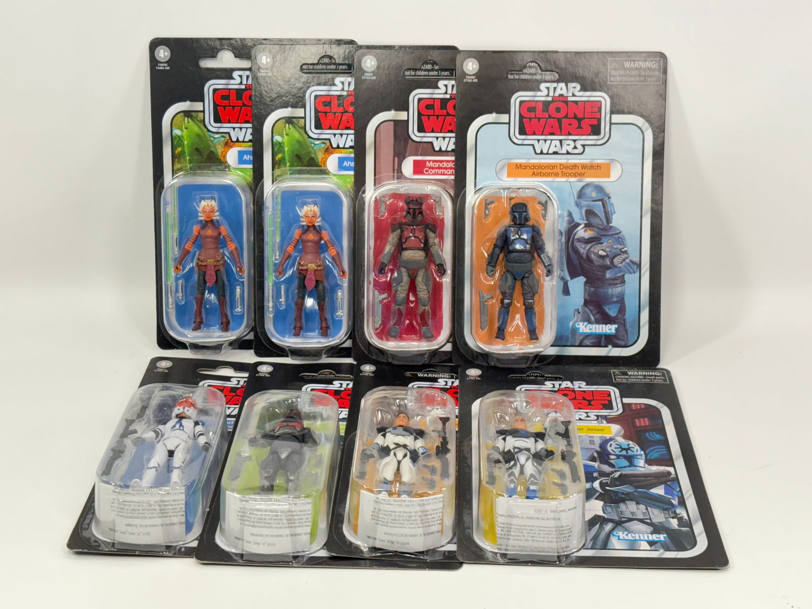 8) STAR WARS CLONE WARS FIGURES NIP: ALL REMAIN NEW IN PACKAGE.