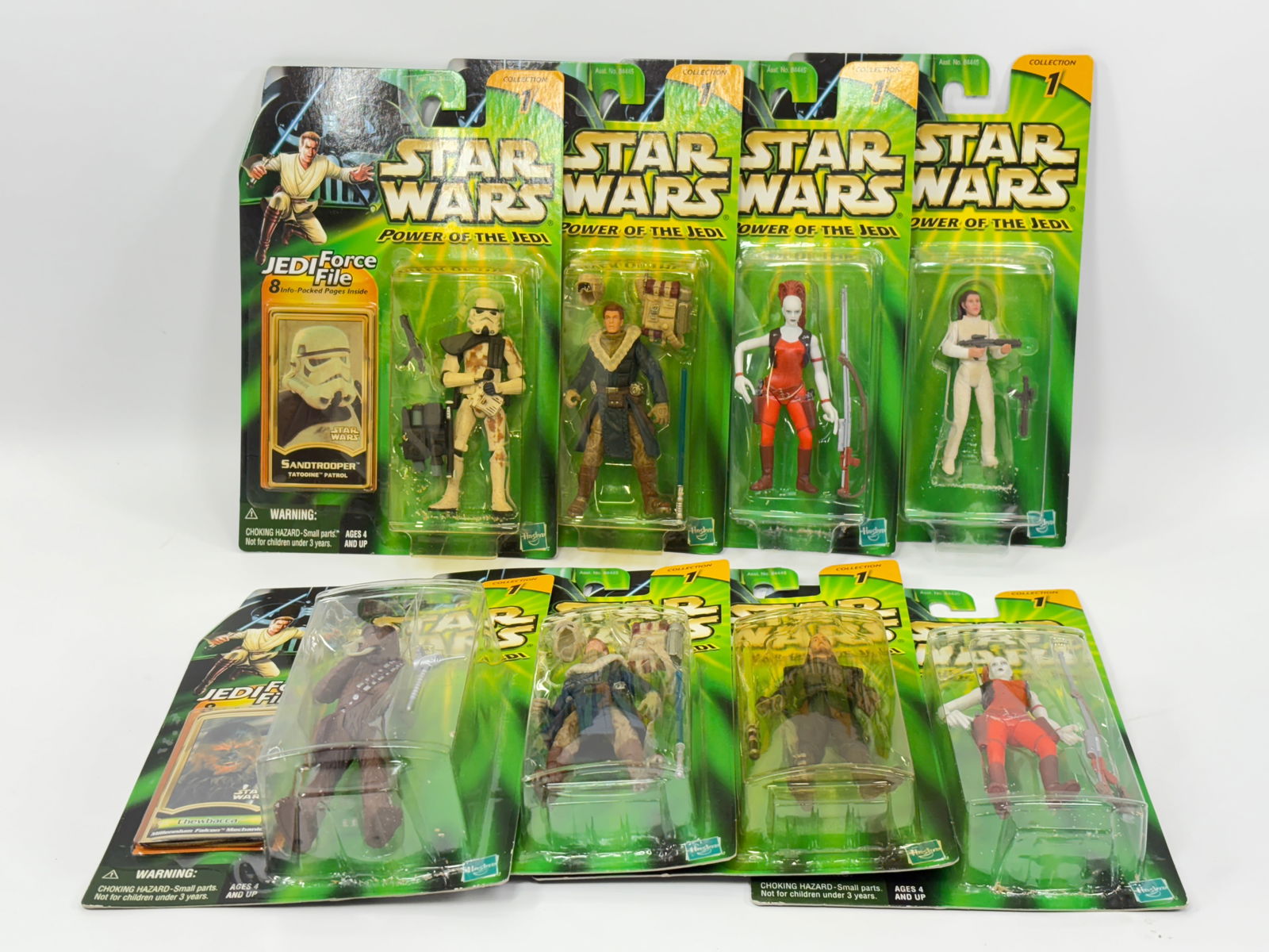 8) STAR WARS POTJ ACTION FIGURES NIP: ALL REMAIN NEW IN PACKAGE.