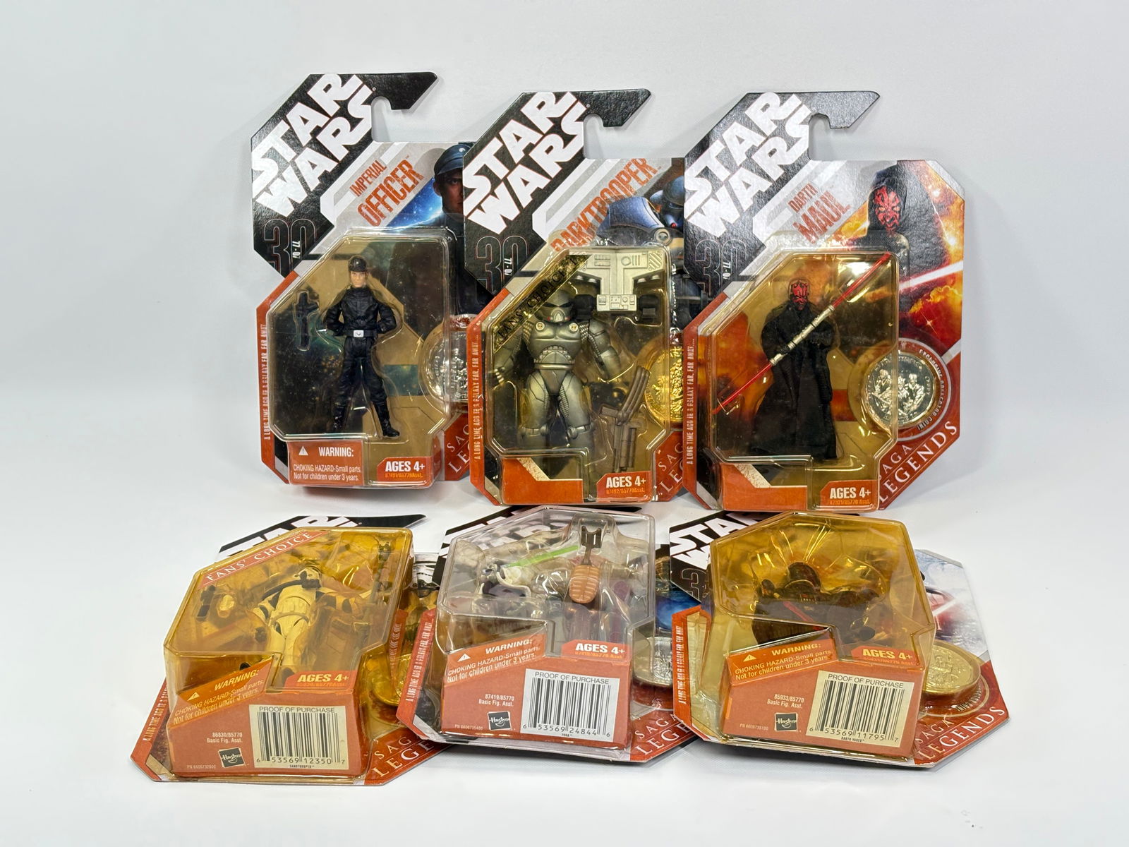 6) STAR WARS SAGA LEGENDS ACTION FIGURES NIP: ALL REMAIN NEW IN PACKAGE.