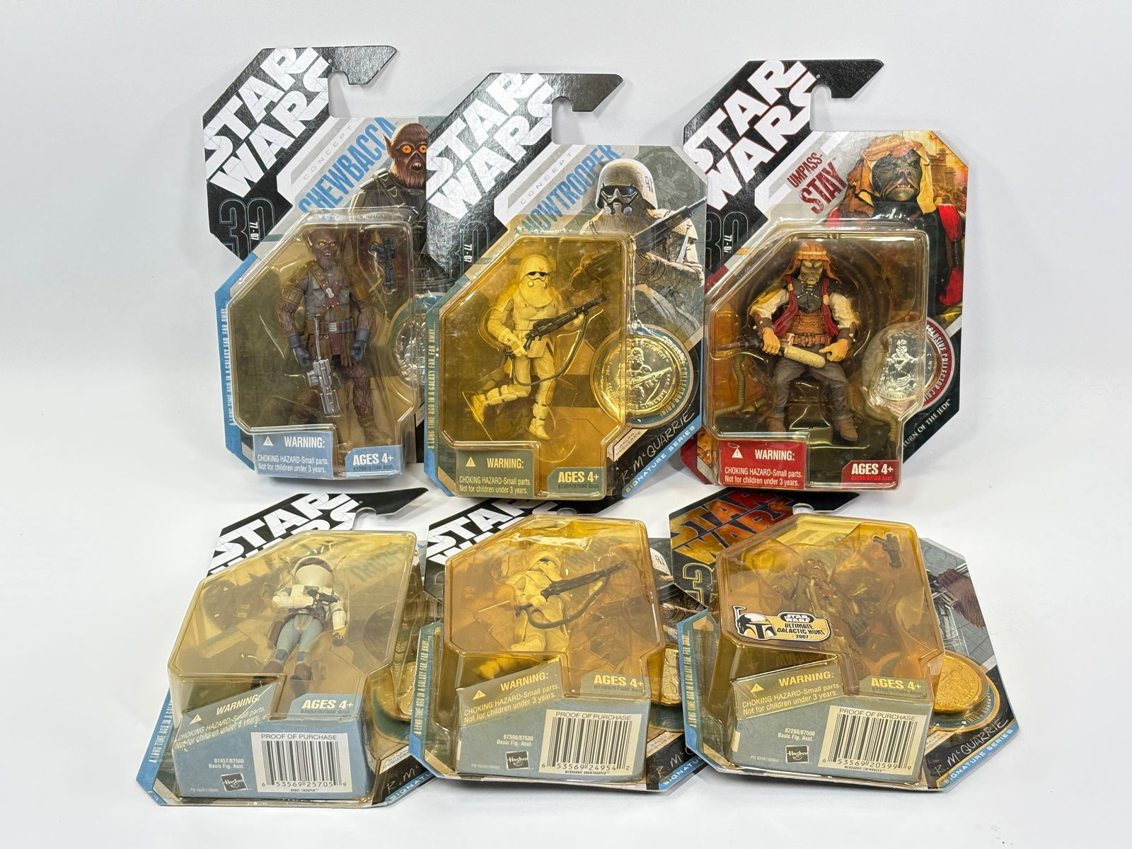 6) STAR WARS ACTION FIGURES NIP: ALL REMAIN NEW IN PACKAGE.