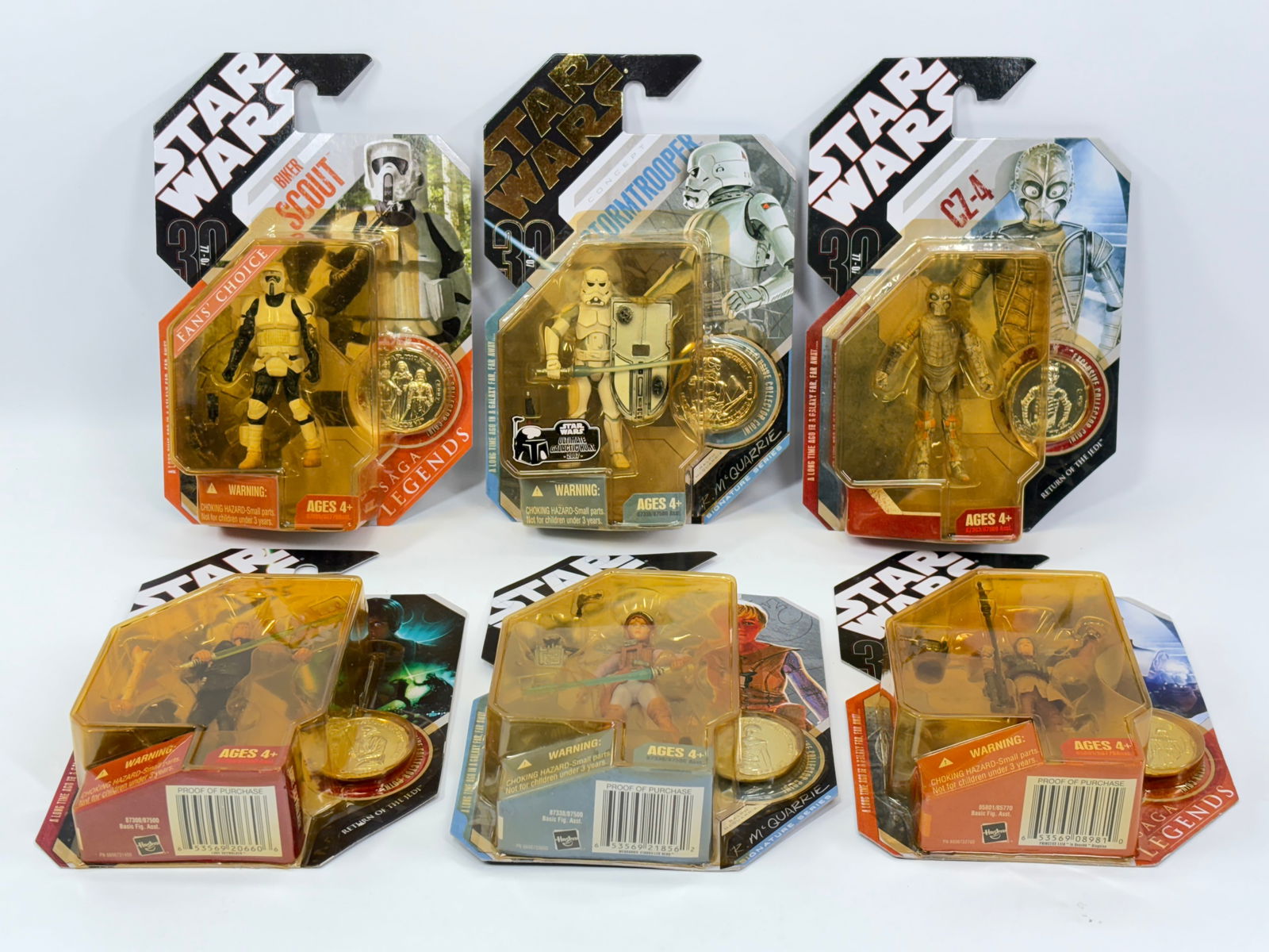 6) STAR WARS ACTION FIGURES NIP: ALL REMAIN NEW IN PACKAGE.