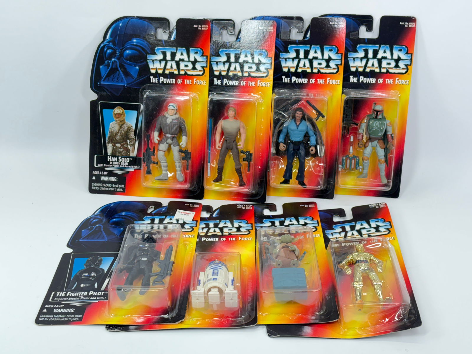 8) STAR WARS POTF ACTION FIGURES NIP: ALL REMAIN NEW IN PACKAGE.