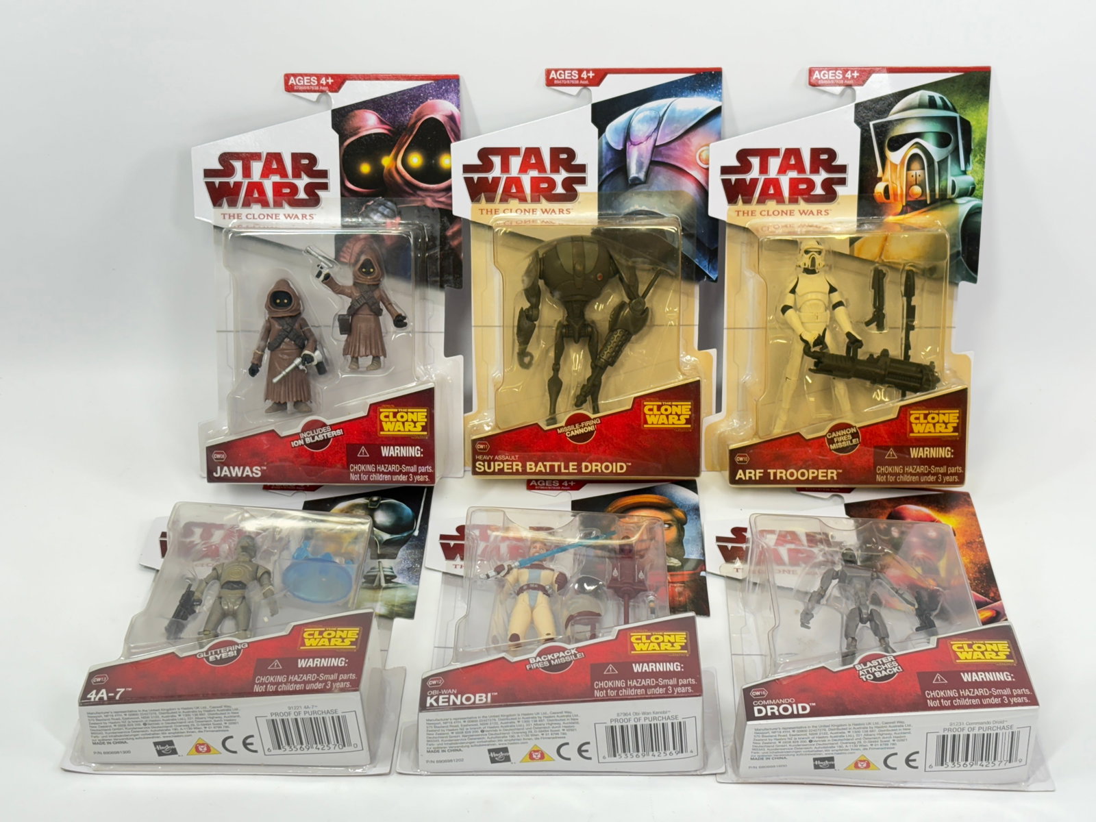 6) STAR WARS THE CLONE WARS FIGURES NIP: ALL REMAIN NEW IN PACKAGE.