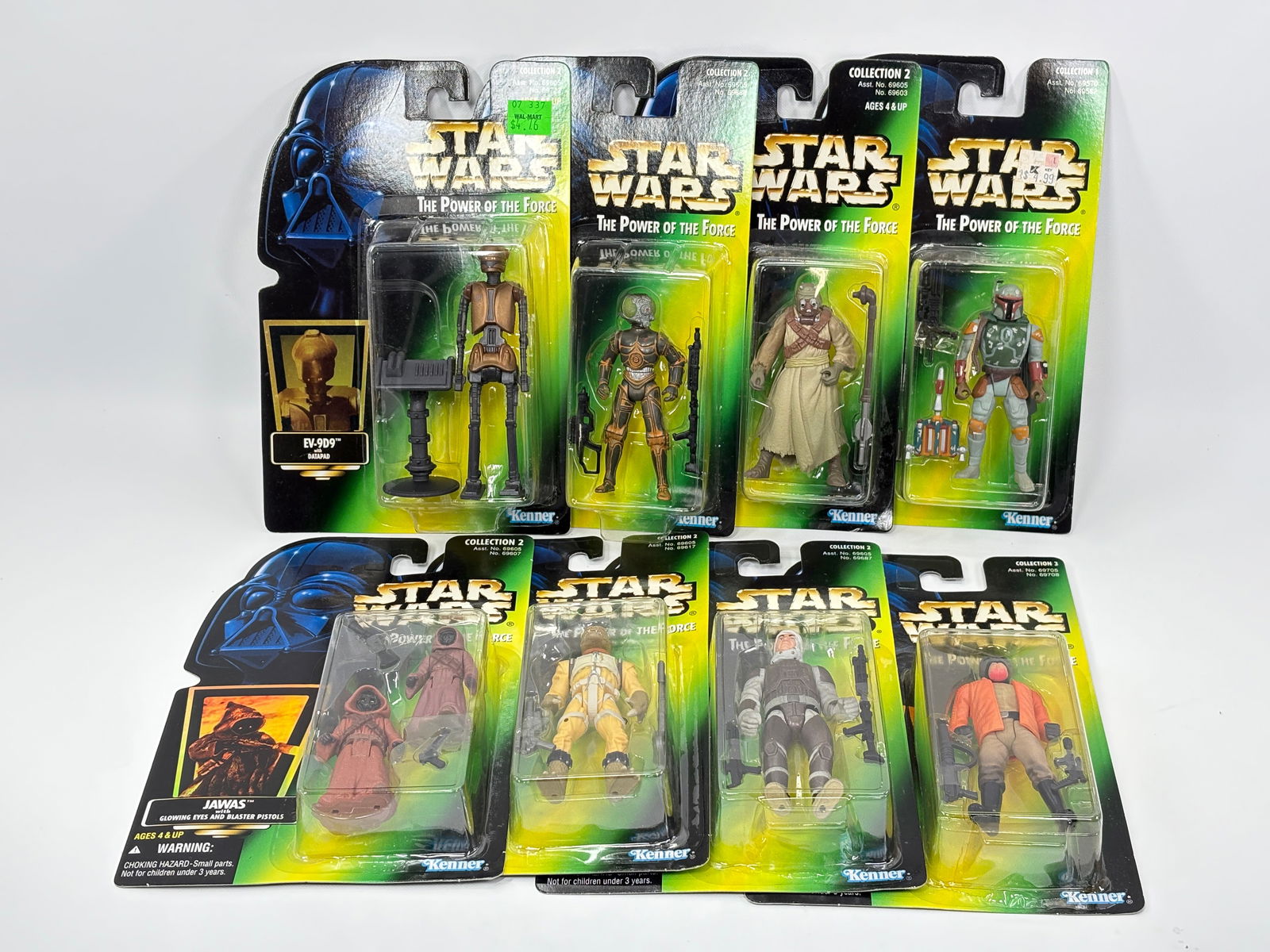 8) STAR WARS POTF ACTION FIGURES NIP: ALL REMAIN NEW IN PACKAGE.