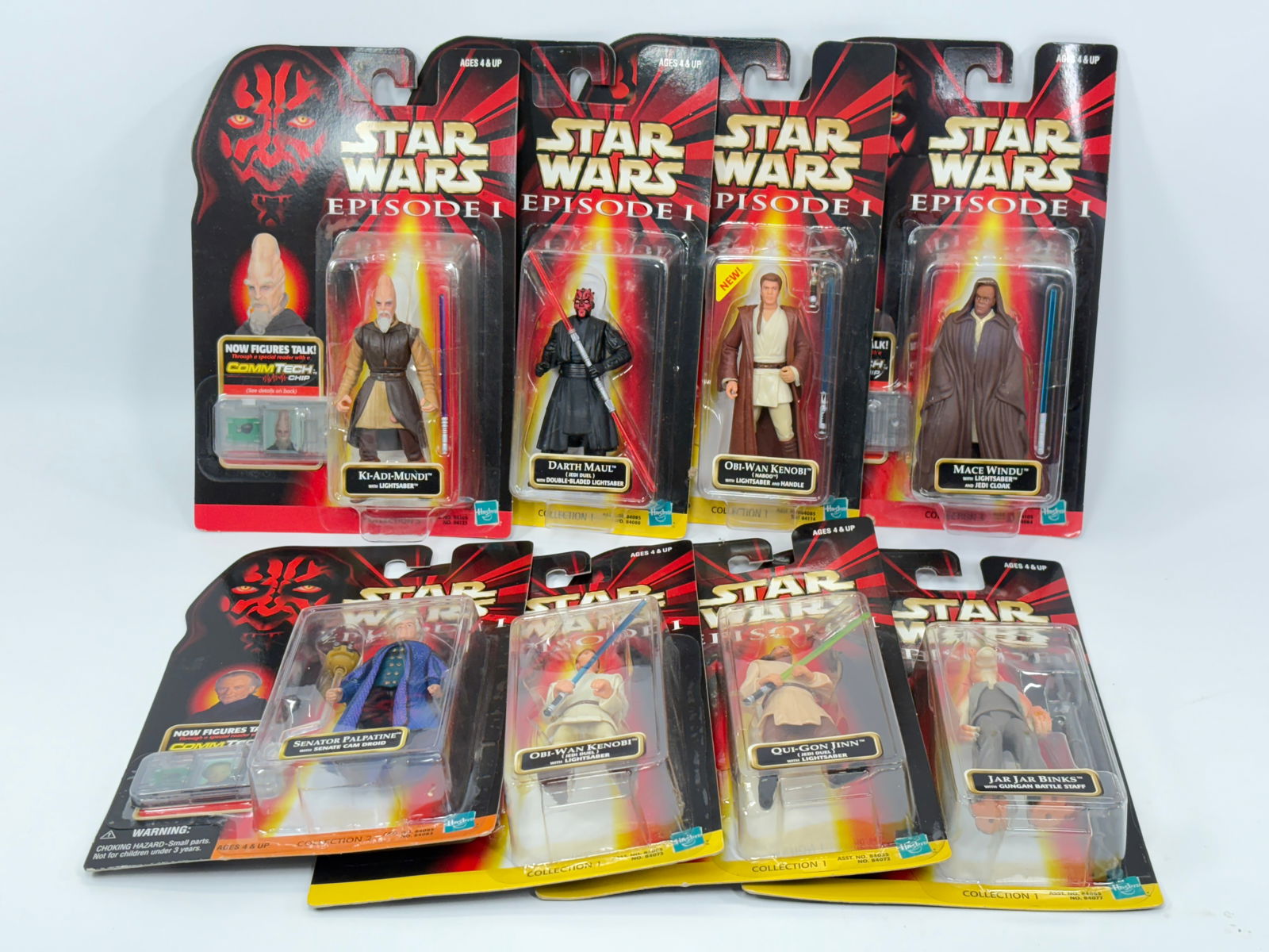 8) STAR WARS EPISODE I ACTION FIGURES NIP: ALL REMAIN NEW IN PACKAGE.