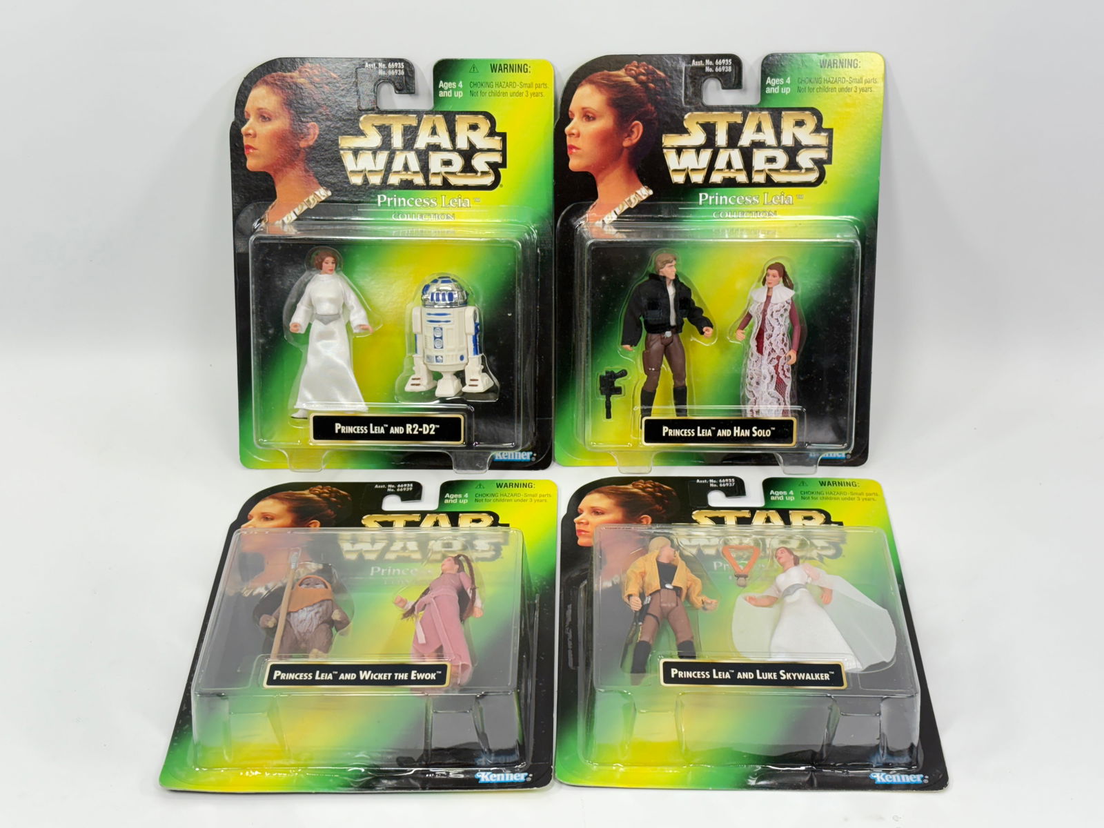 4) STAR WARS PRINCESS LEIA FIGURE SETS NIP: ALL REMAIN NEW IN PACKAGE.