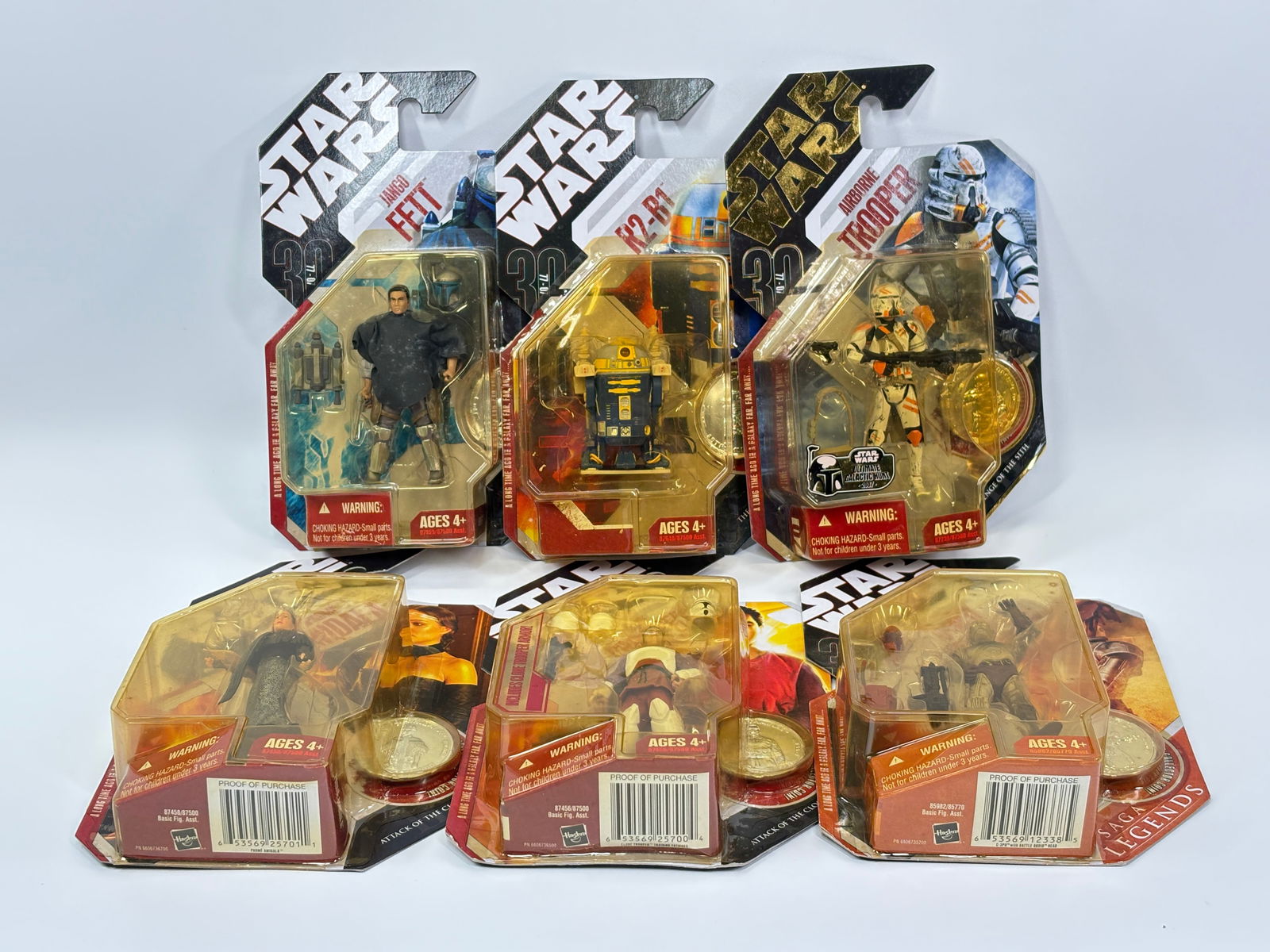 6) STAR WARS ACTION FIGURES NIP: ALL REMAIN NEW IN PACKAGE.