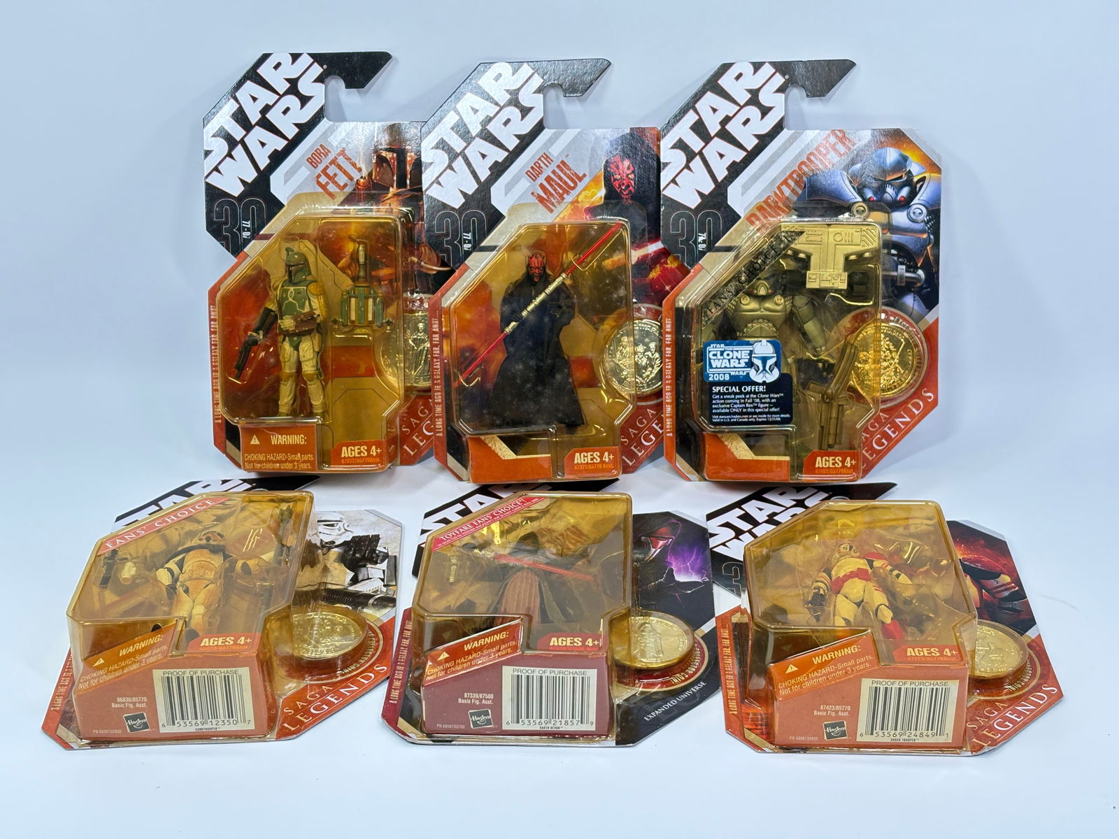 6) STAR WARS ACTION FIGURES NIP: ALL REMAIN NEW IN PACKAGE.