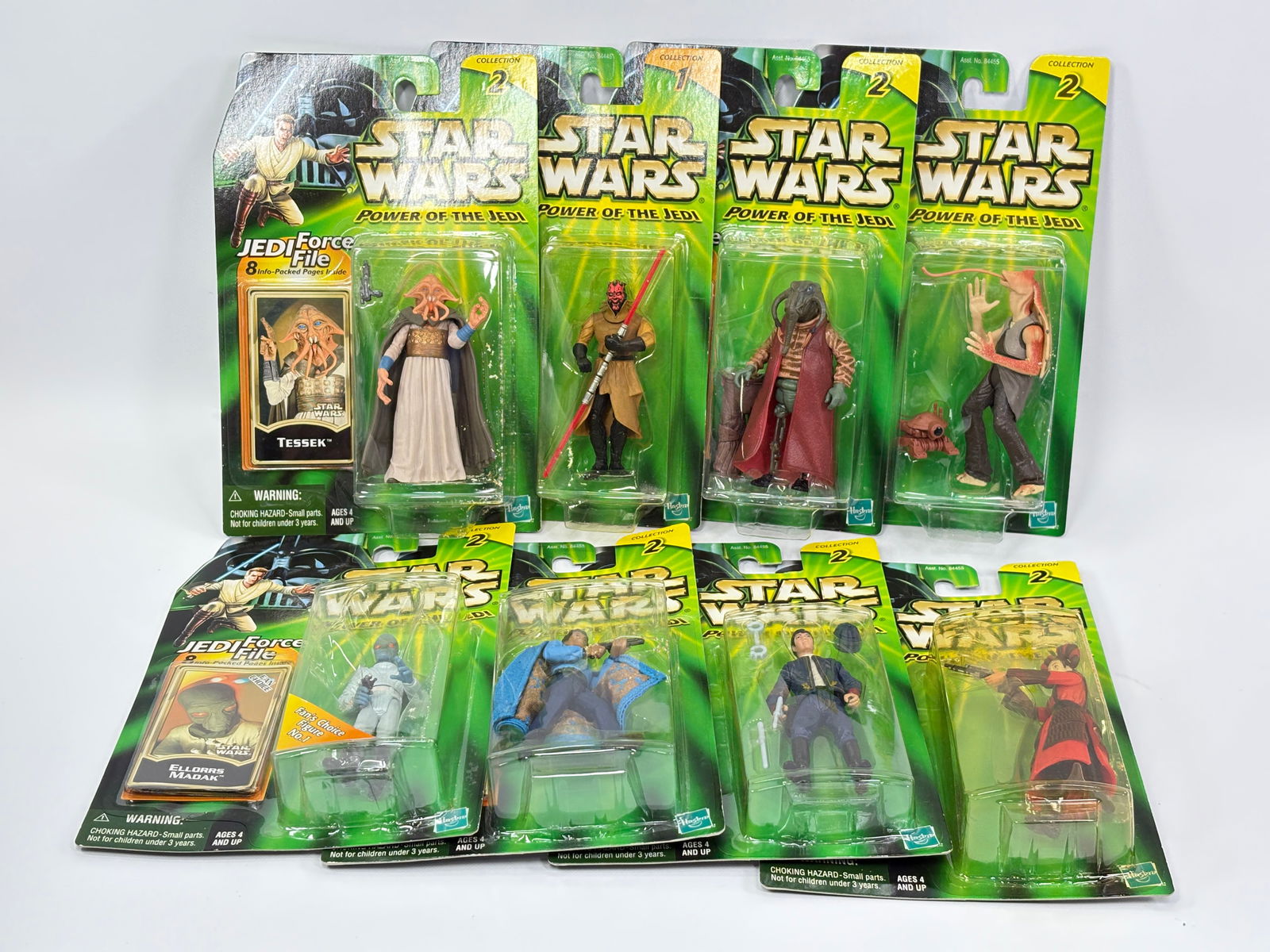 8) STAR WARS POTJ ACTION FIGURES NIP: ALL REMAIN NEW IN PACKAGE.