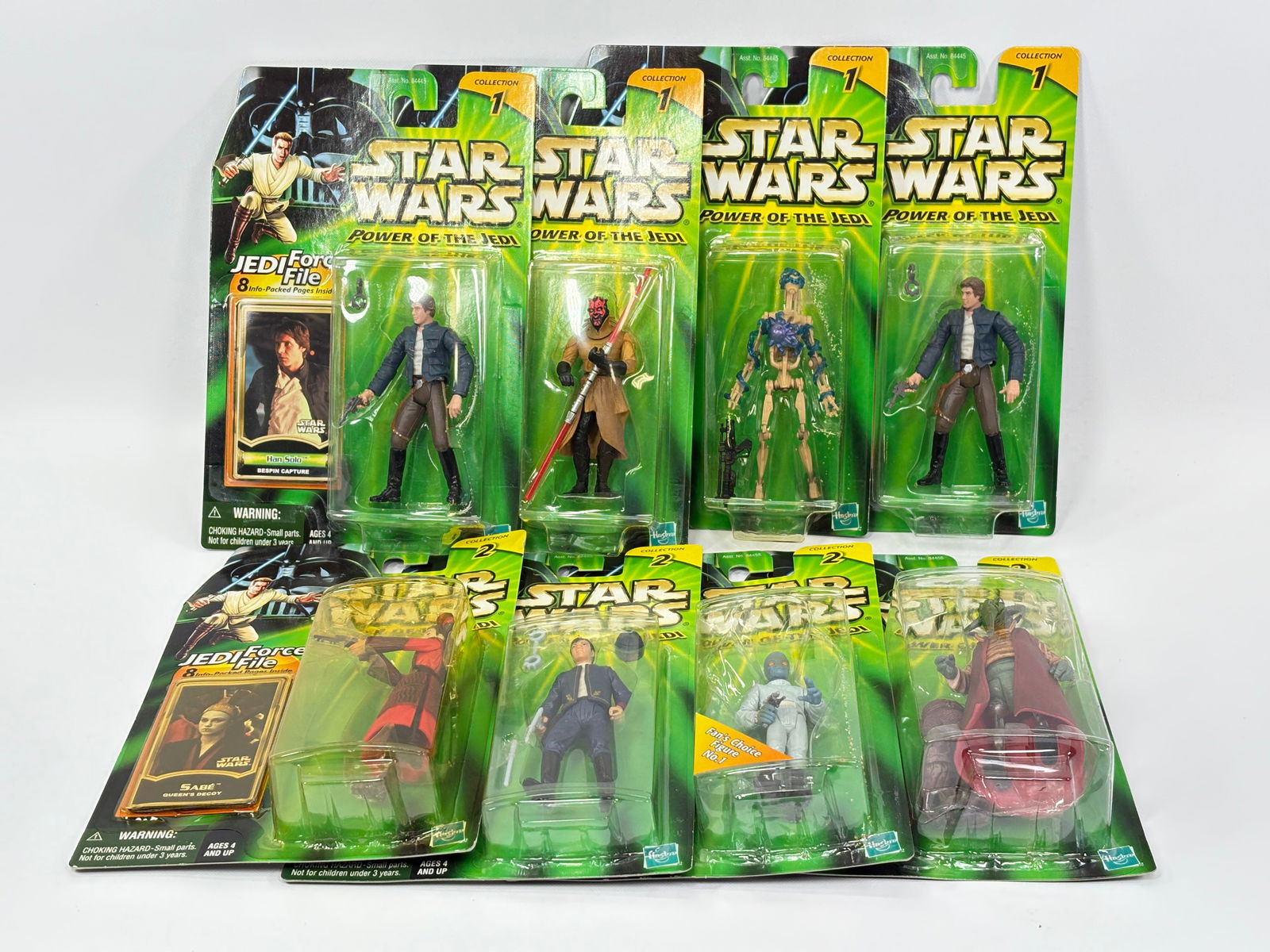 8) STAR WARS POTJ ACTION FIGURES NIP: ALL REMAIN NEW IN PACKAGE.