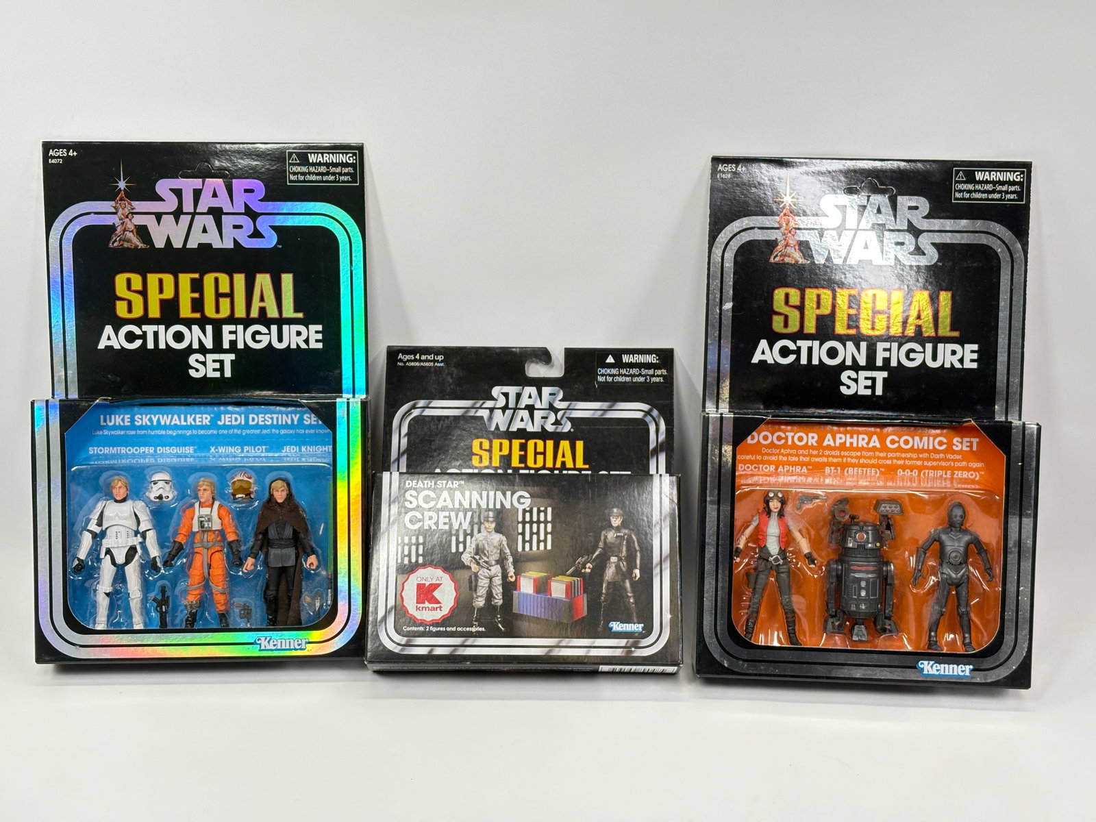 3) STAR WARS SPECIAL FIGURE SETS NIP: ALL REMAIN NEW IN PACKAGE.