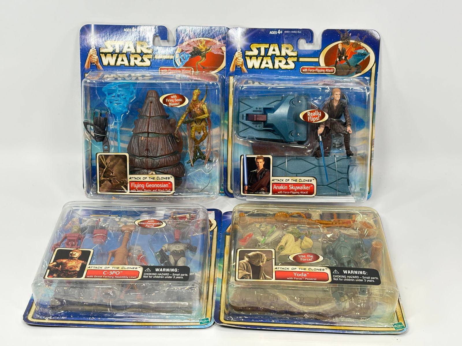 4) STAR WARS ATTACK OF THE CLONES SETS NIP: ALL REMAIN NEW IN PACKAGE.